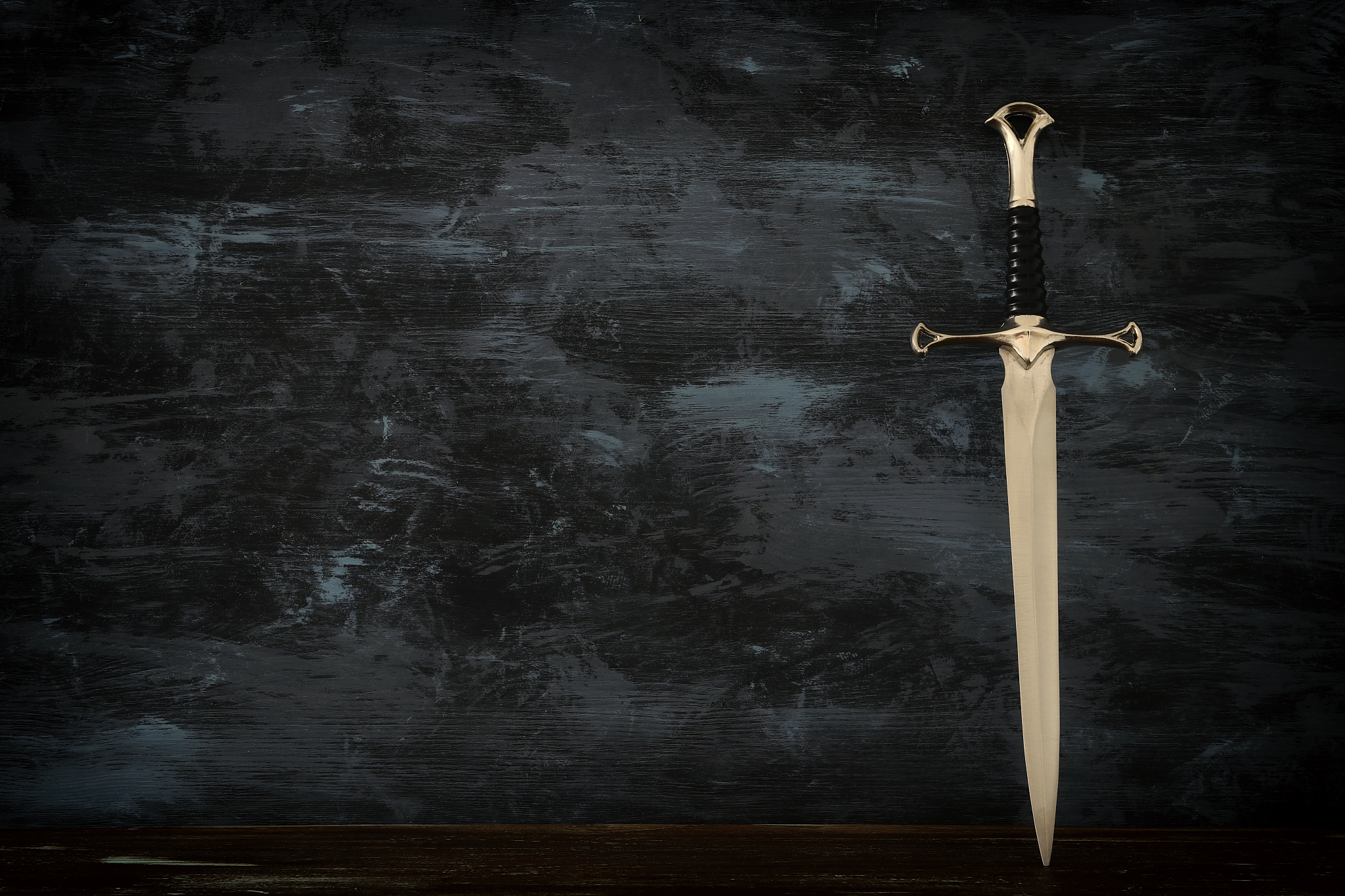 low key banner of silver sword. fantasy medieval period.