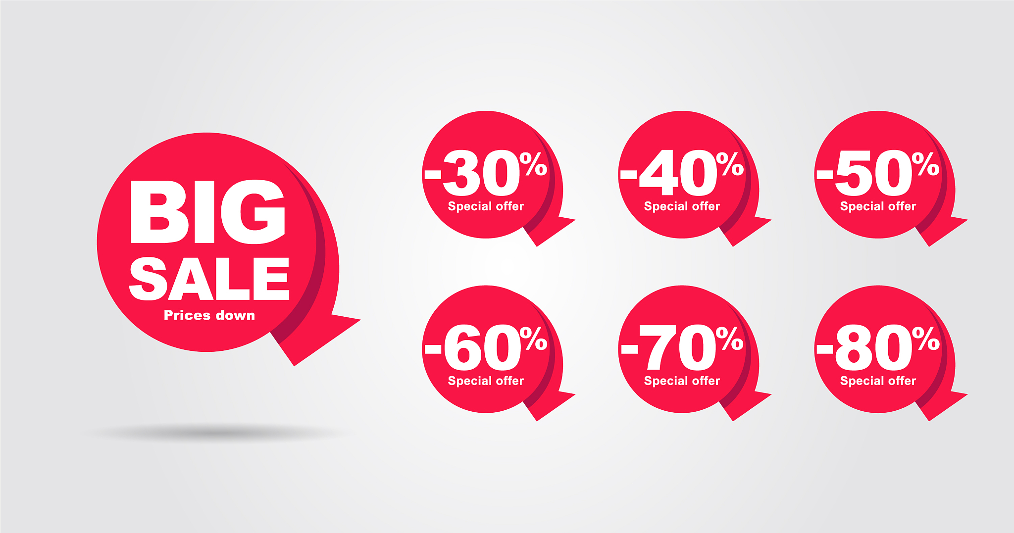 big sale tags with sale up to 30 - 90 percent text