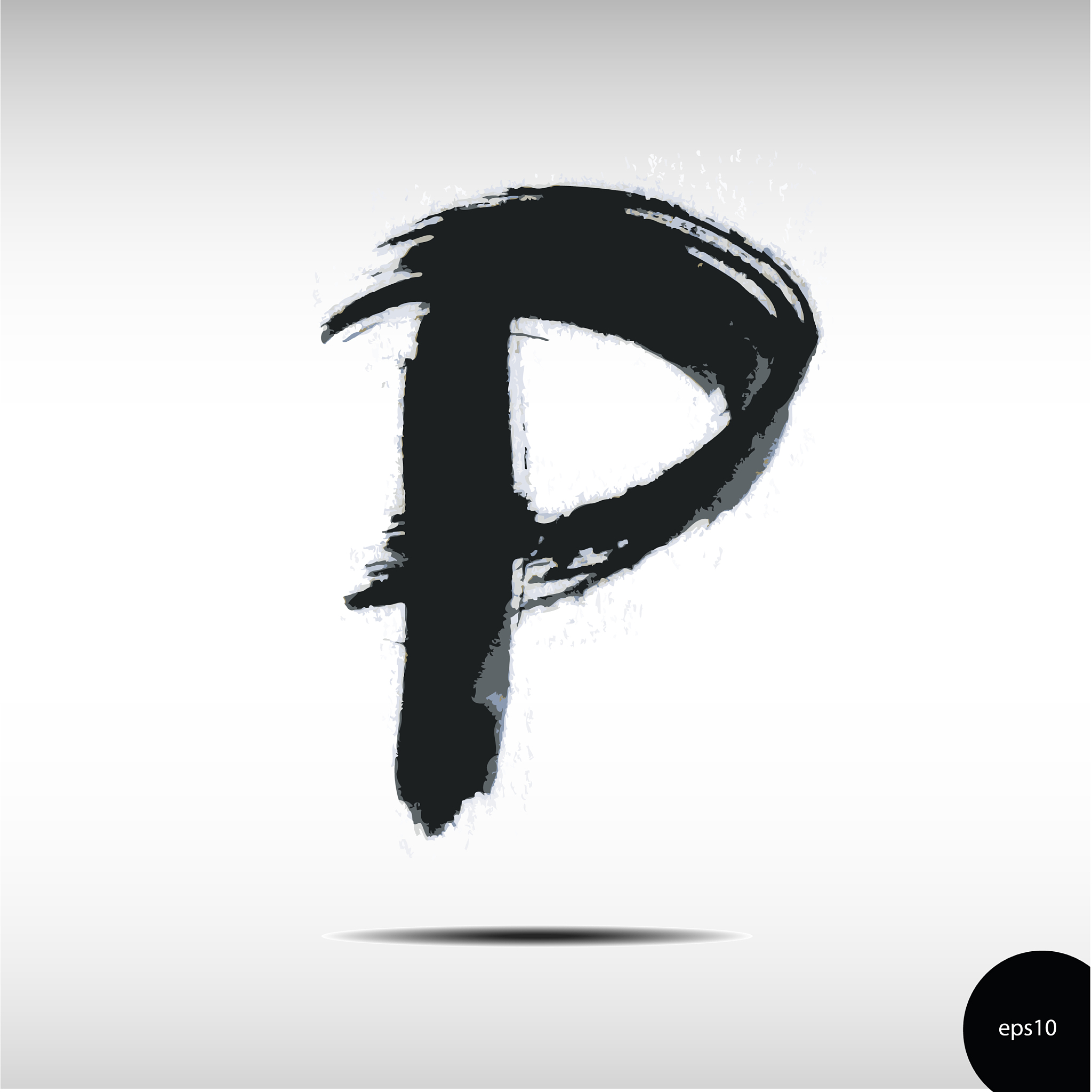 calligraphic watercolor letter p