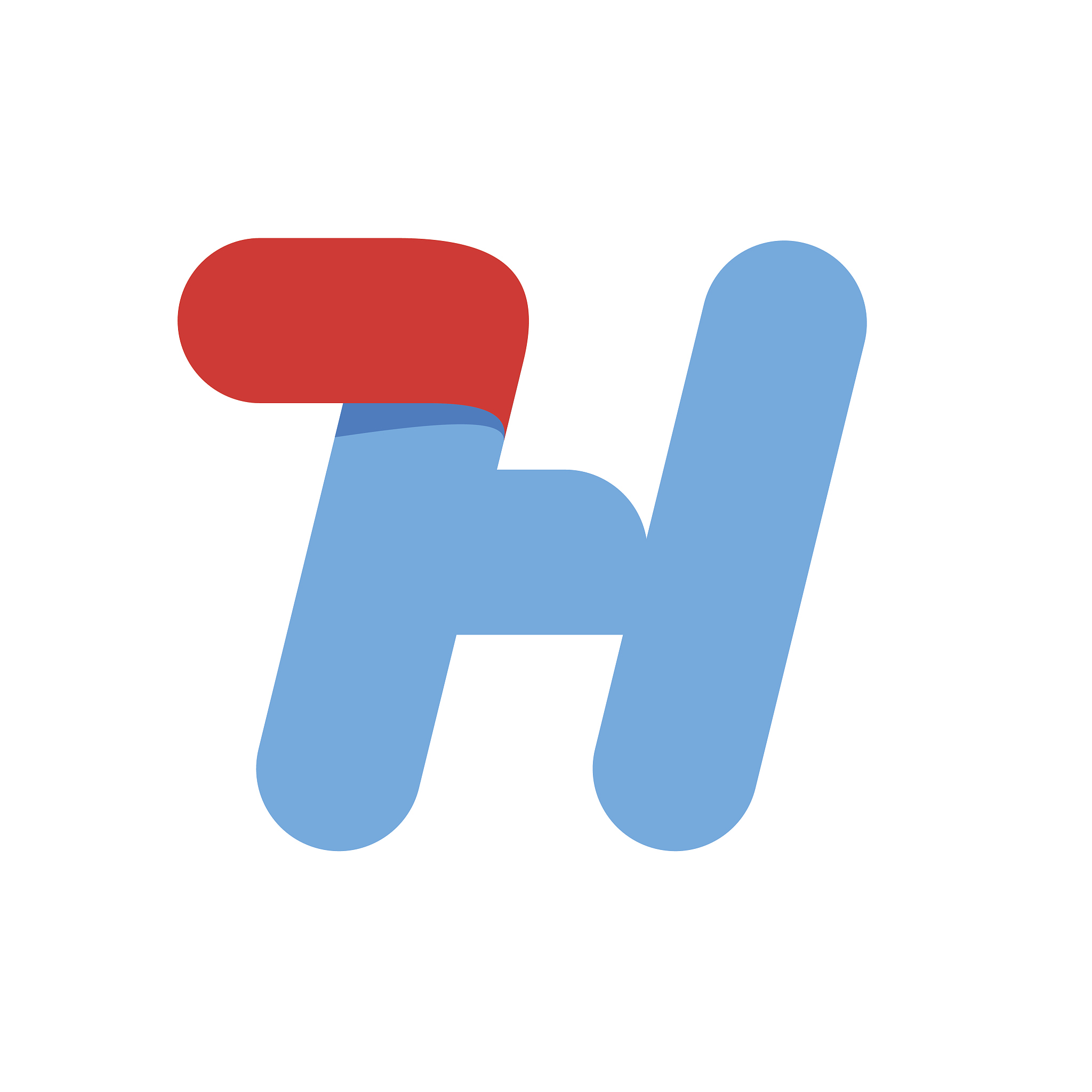 h letter with fast speed line.