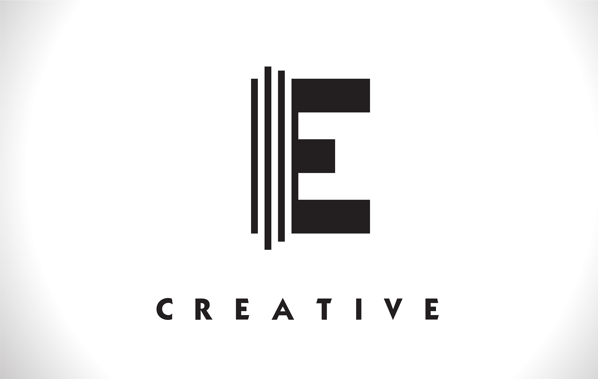 e logo letter with black lines design line letter