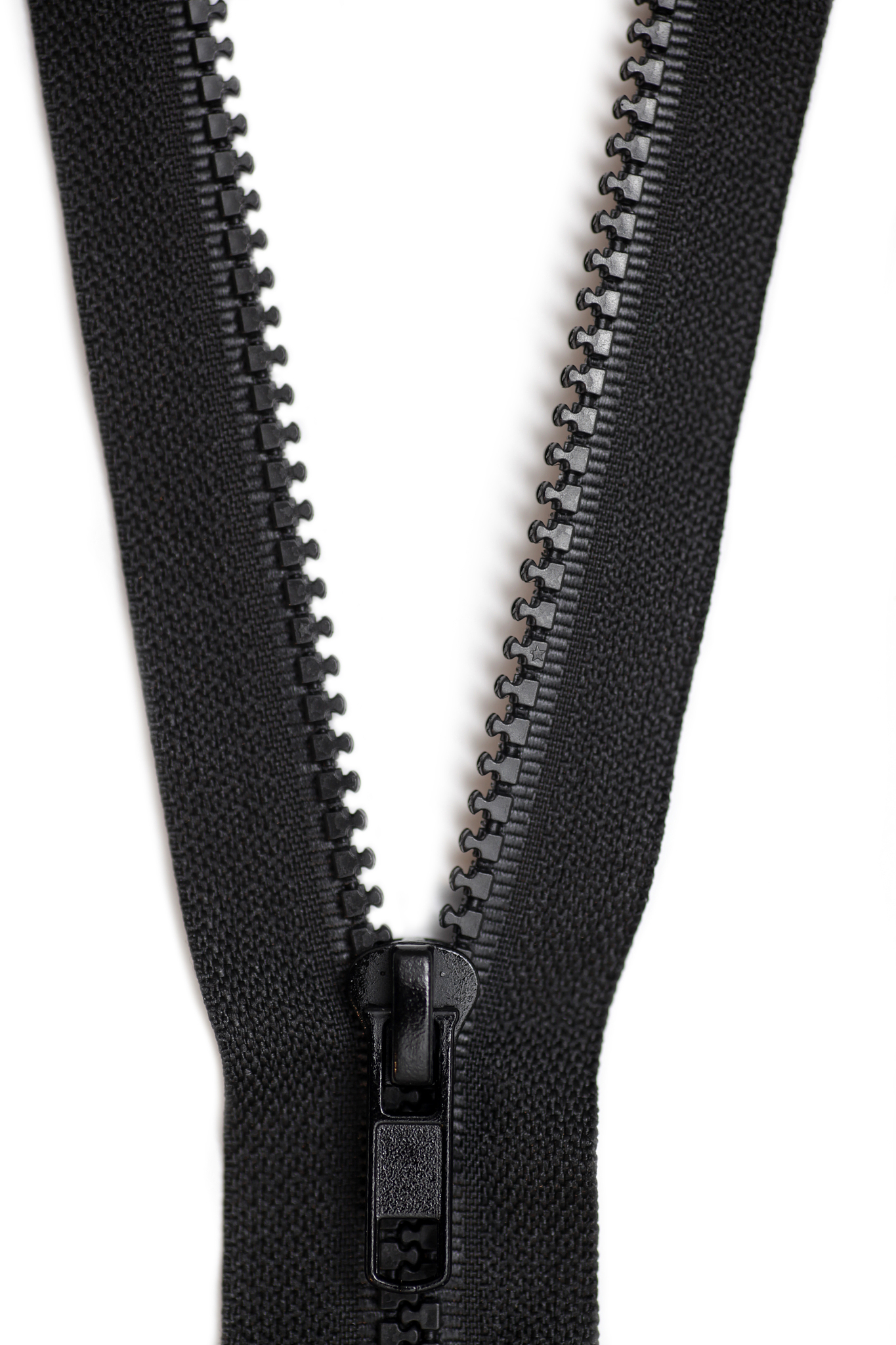 open zipper, isolated on pure white