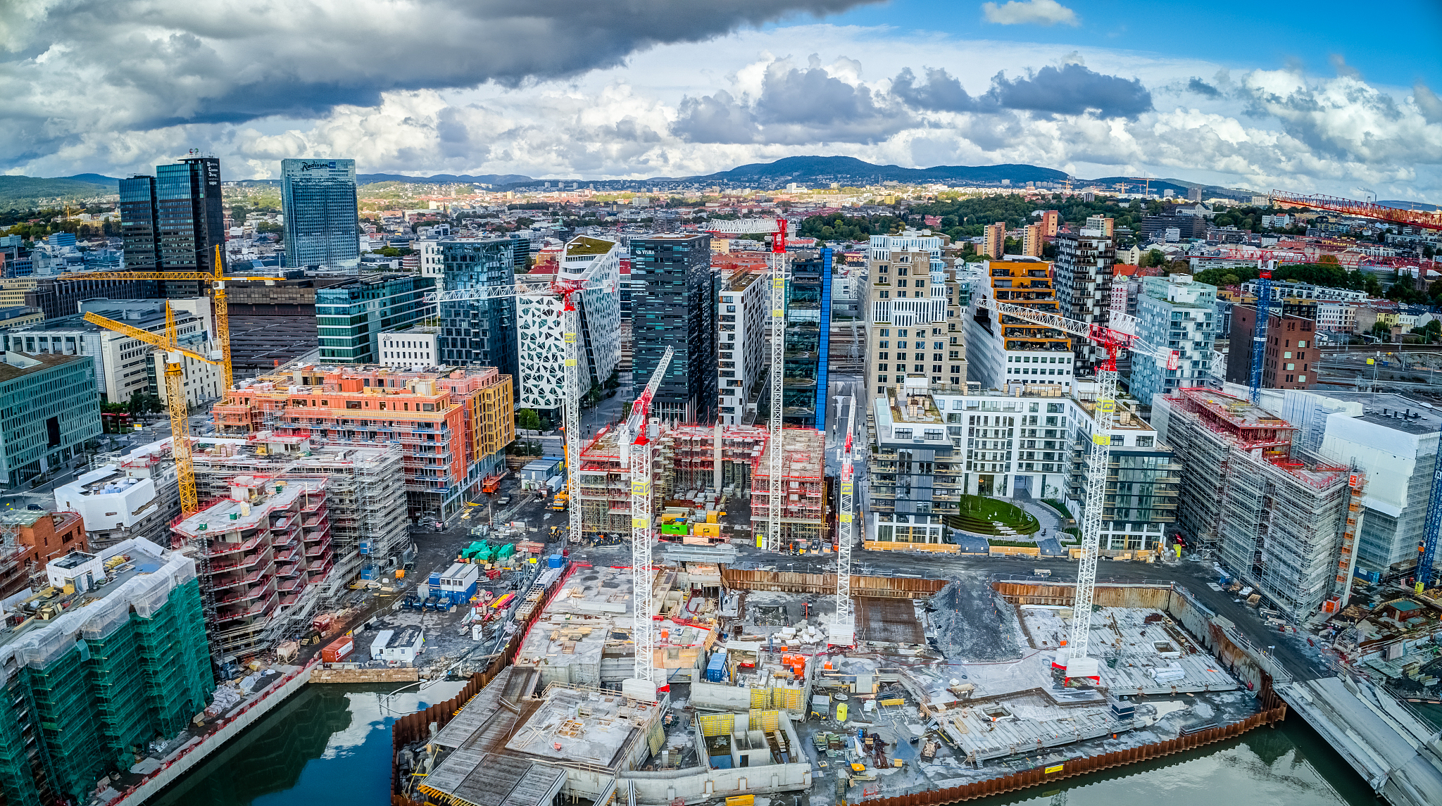aerial cityscape of oslo, norway autumn-time