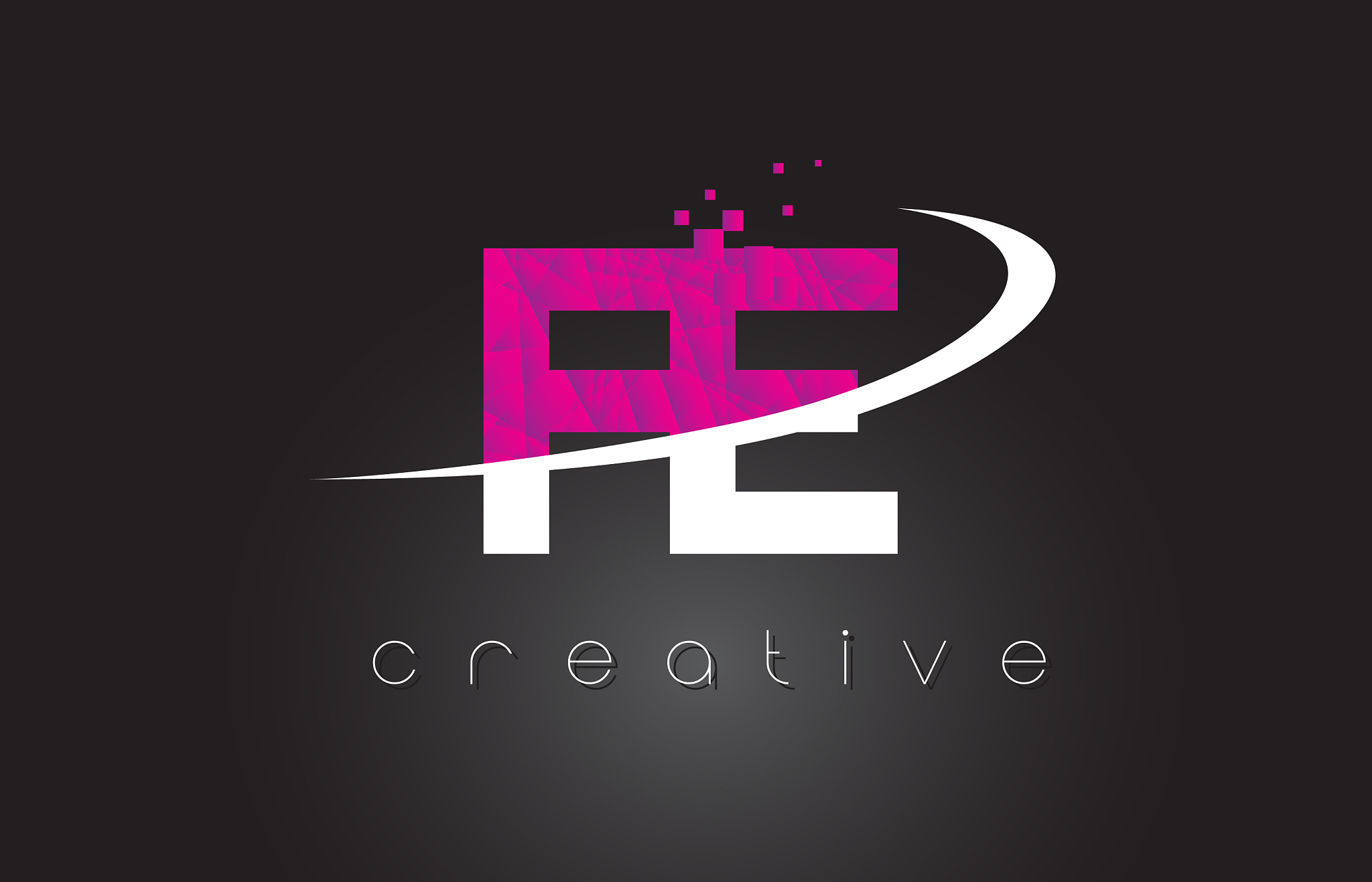 fe f e creative letters design with white pink
