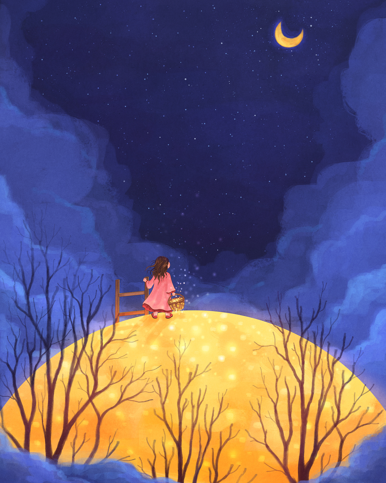 星空下，外婆的温暖陪伴：一个孩子与星星的对话