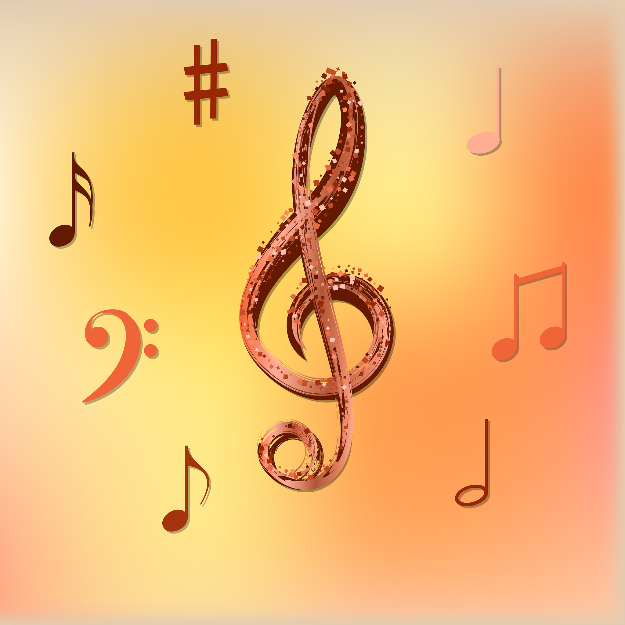 musical colorful notes seamless pattern