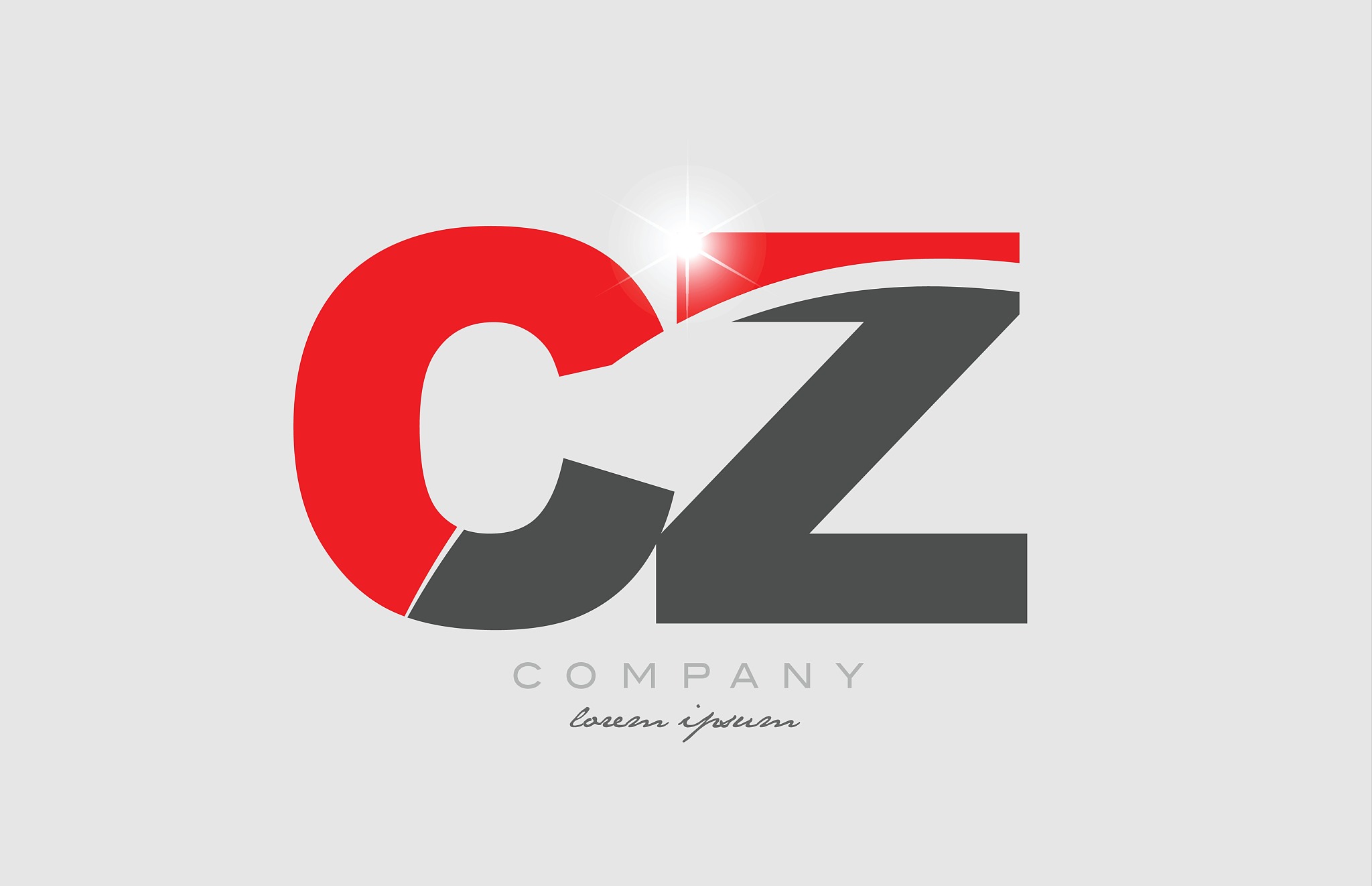 combination letter cz c z in grey red color alphabet for logo ic