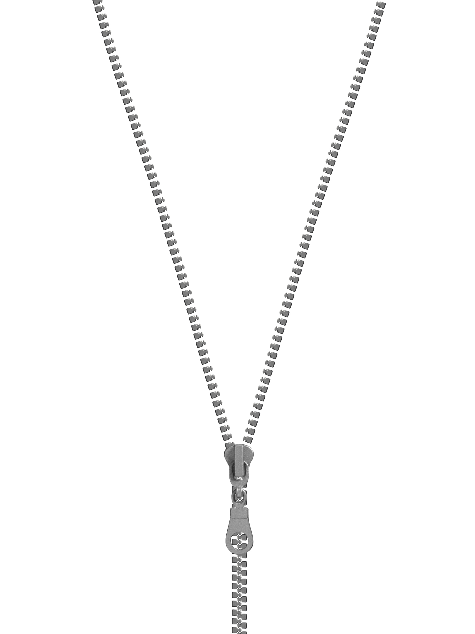 zipper half open, isolated on white