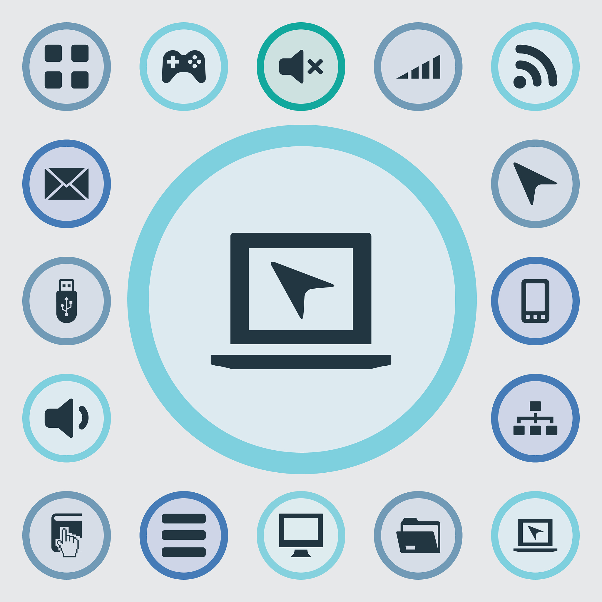 set of simple device icons