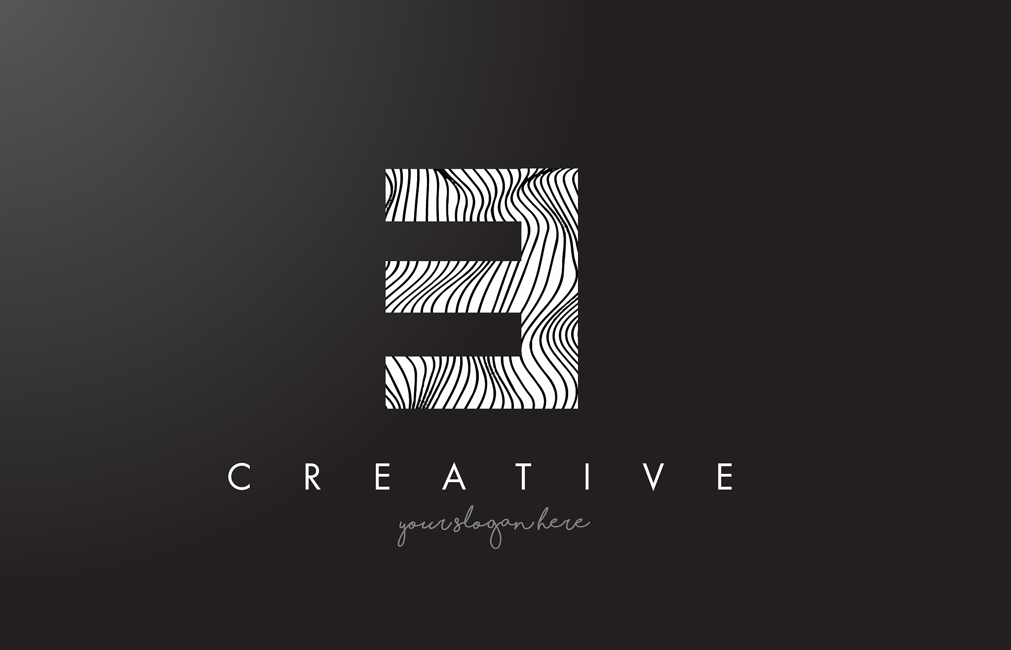 ei e i letter logo with zebra lines texture