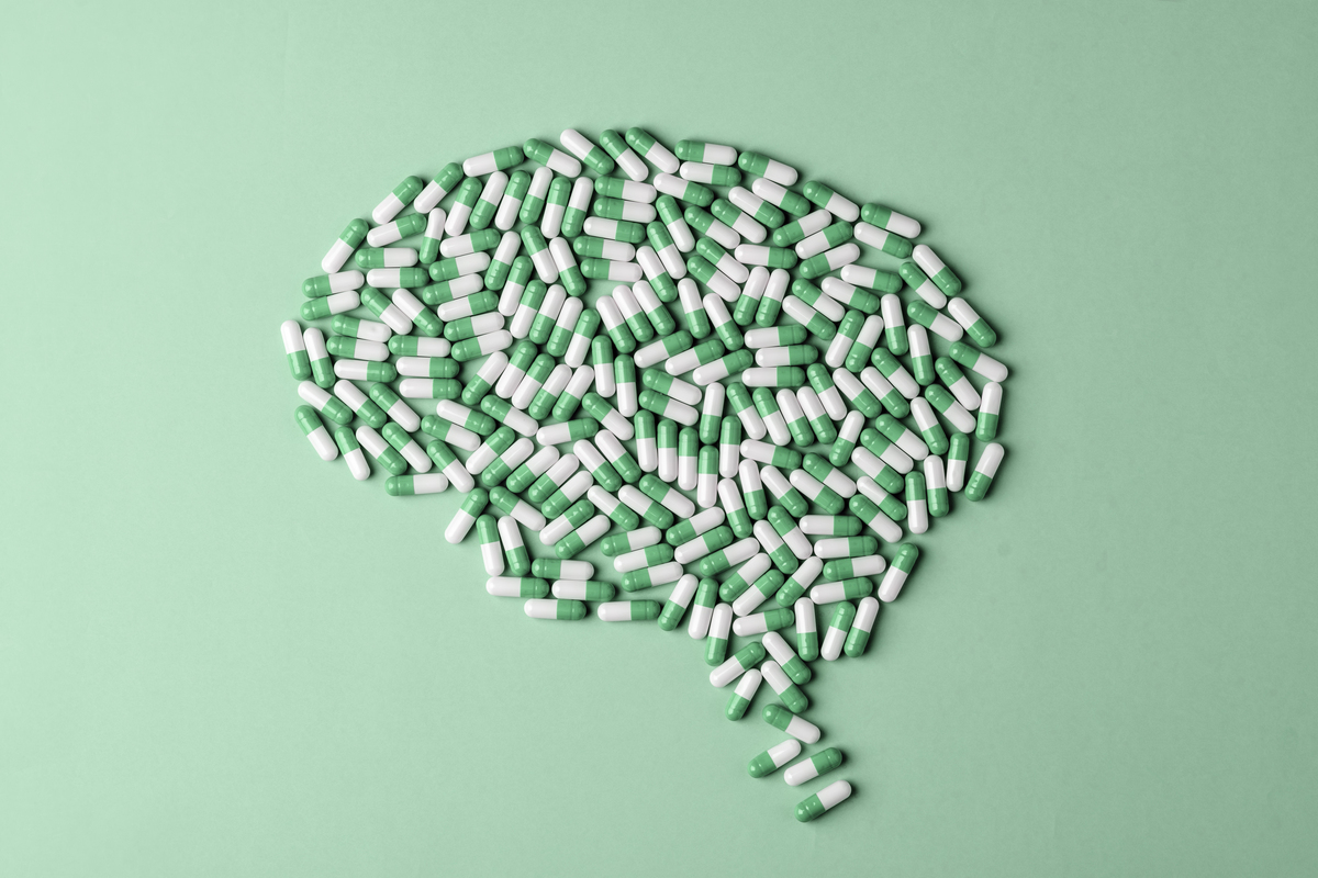green and white capsules form human brain  on  , 