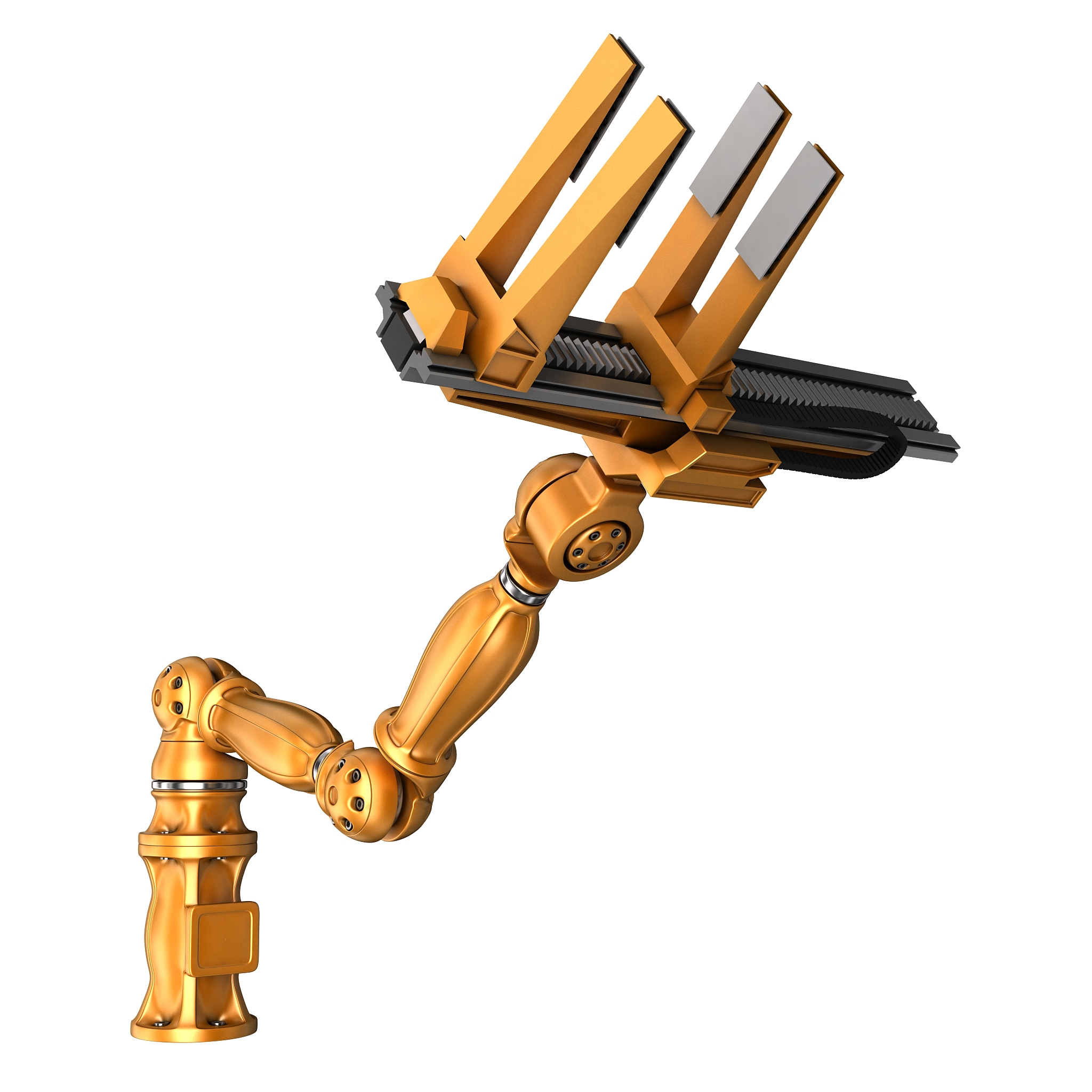 润色扩充下面一段话：在工业生产中执行抓取工作的基本都是机械臂结构的机器人和并联结构的机器人如图11abcd所示当然其他具有抓取执行机构的机器人同样可以实现抓取工作如图11efg所示。