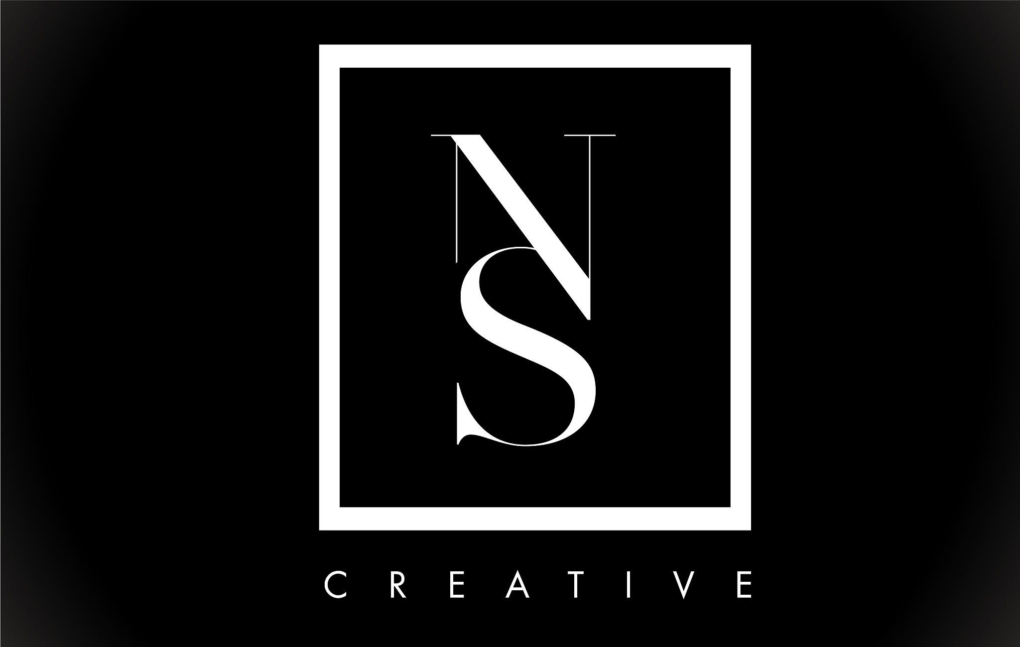 ns letter design logo with black and white colors