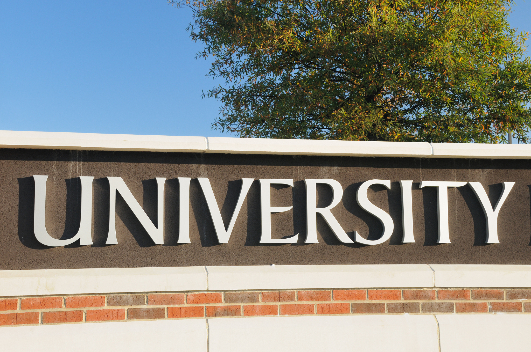 university sign with copy space