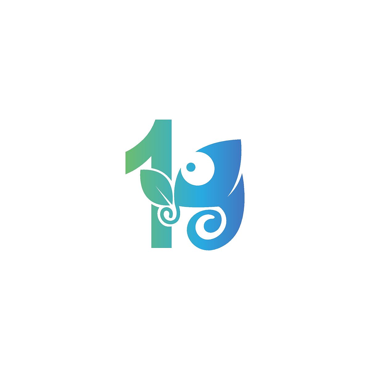 1号图标与变色龙标志设计模板