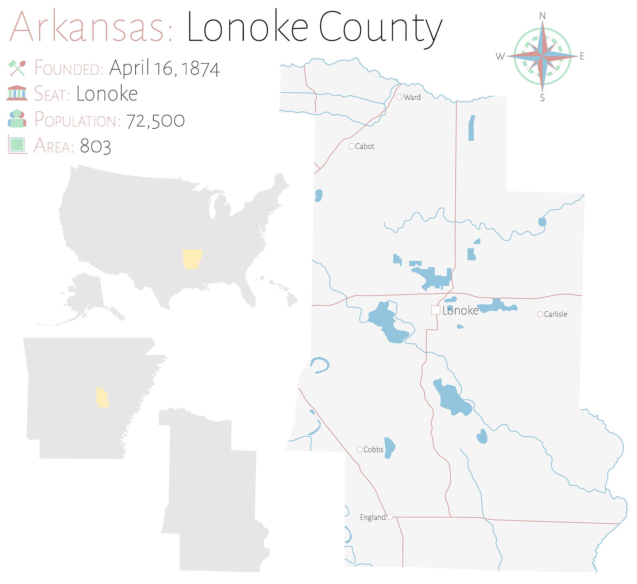 map of lonoke county in arkansas