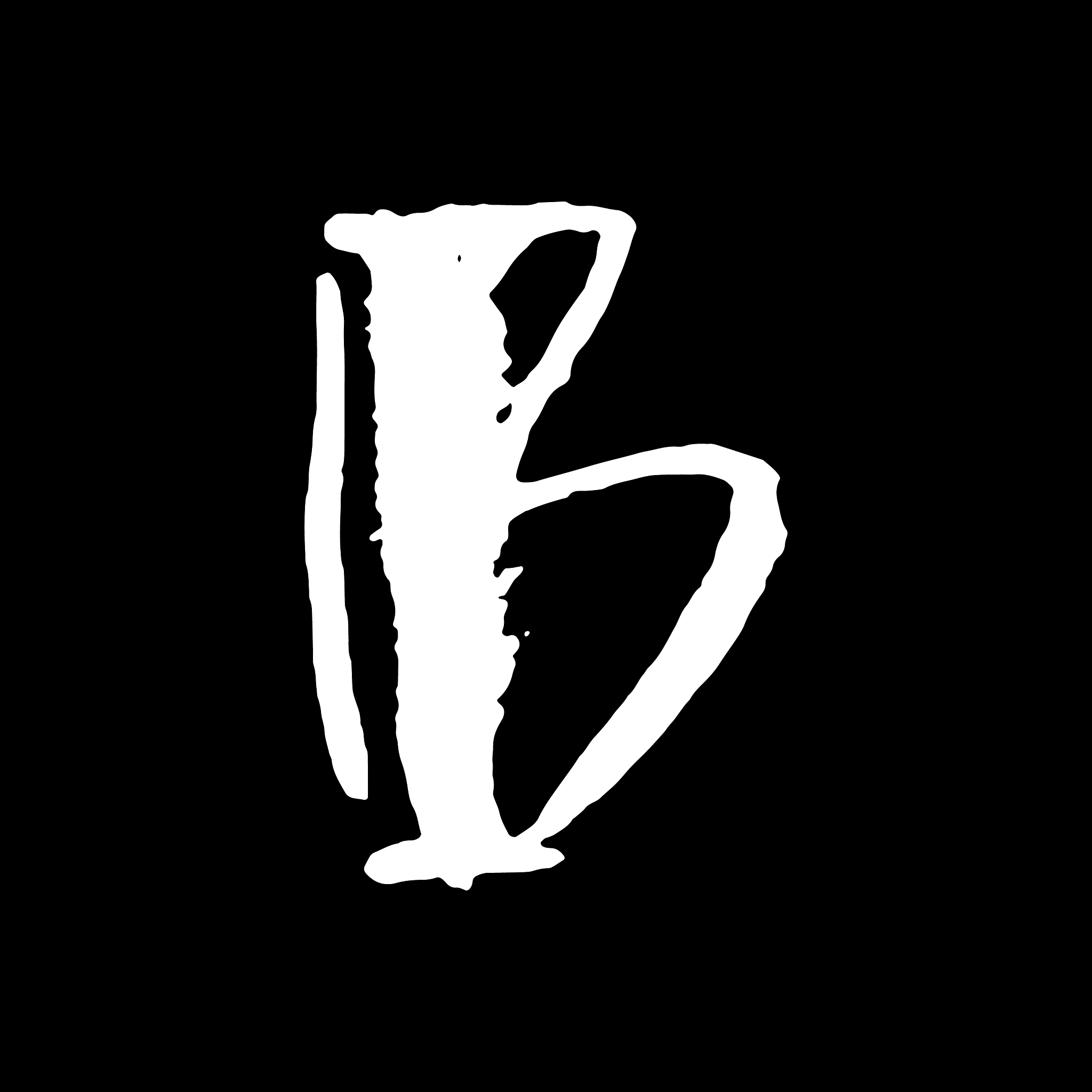 letter b handwritten by dry brush rough strokes