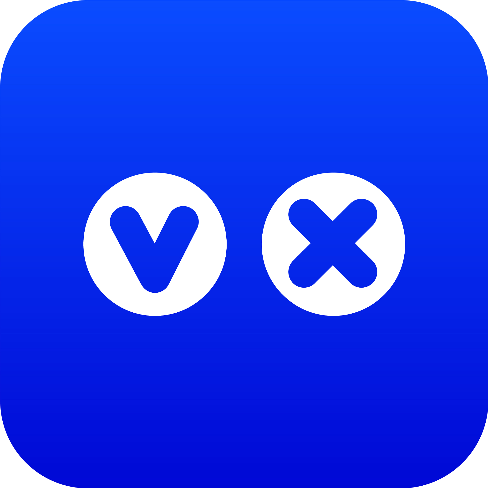 fat tick and cross in circles icon digital blue