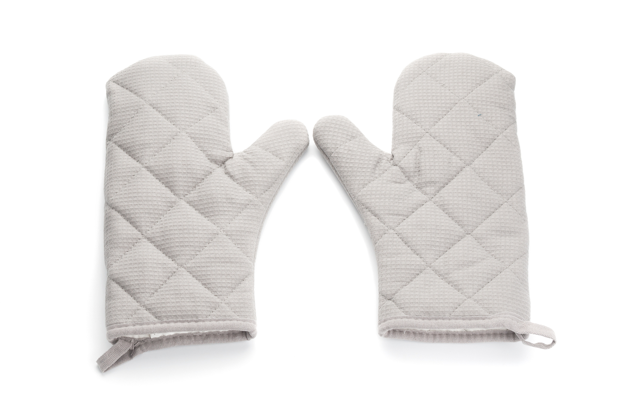 gray heat protective mittens  isolated on white background