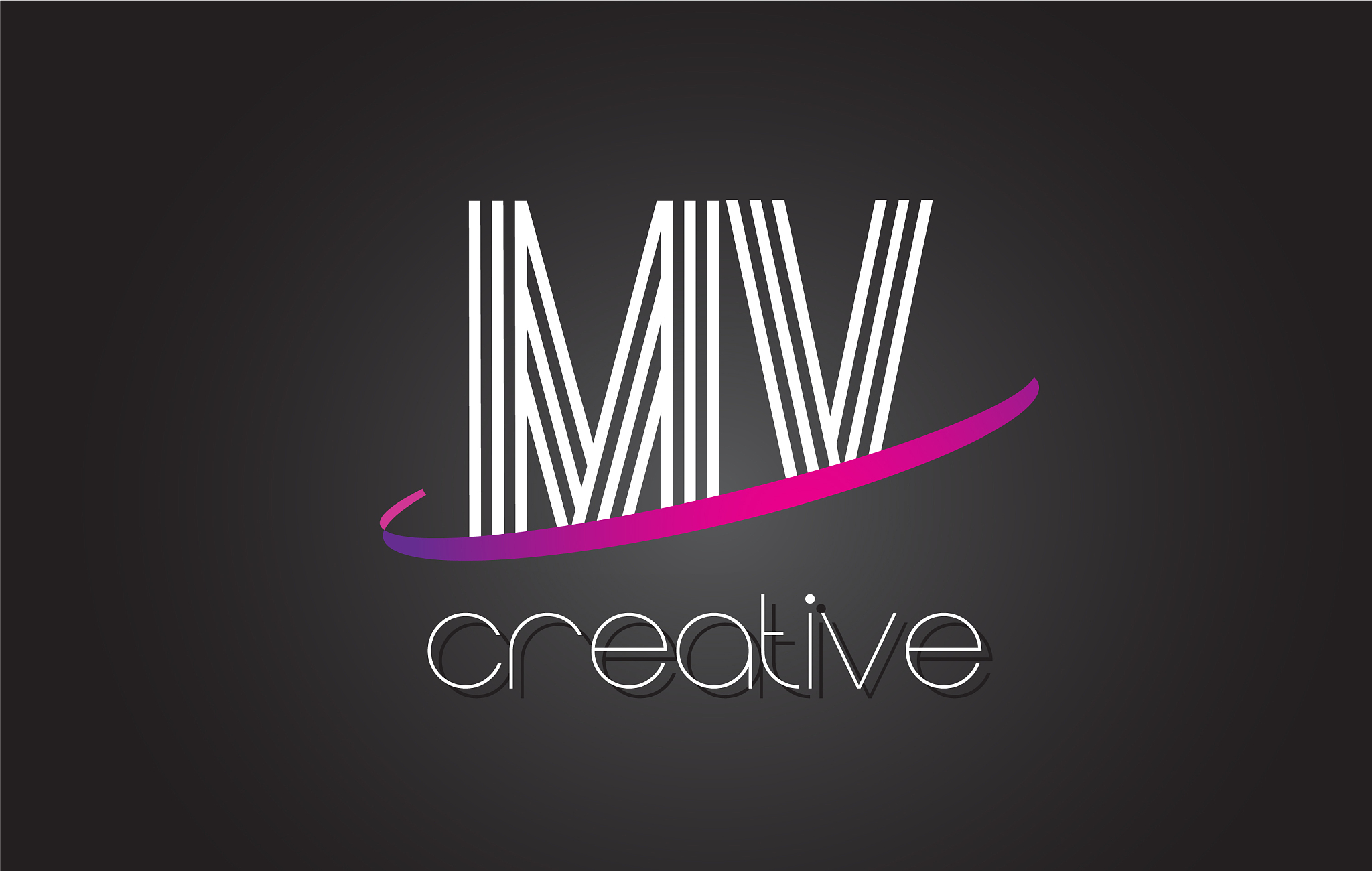 mv m v letter logo with lines design and purple