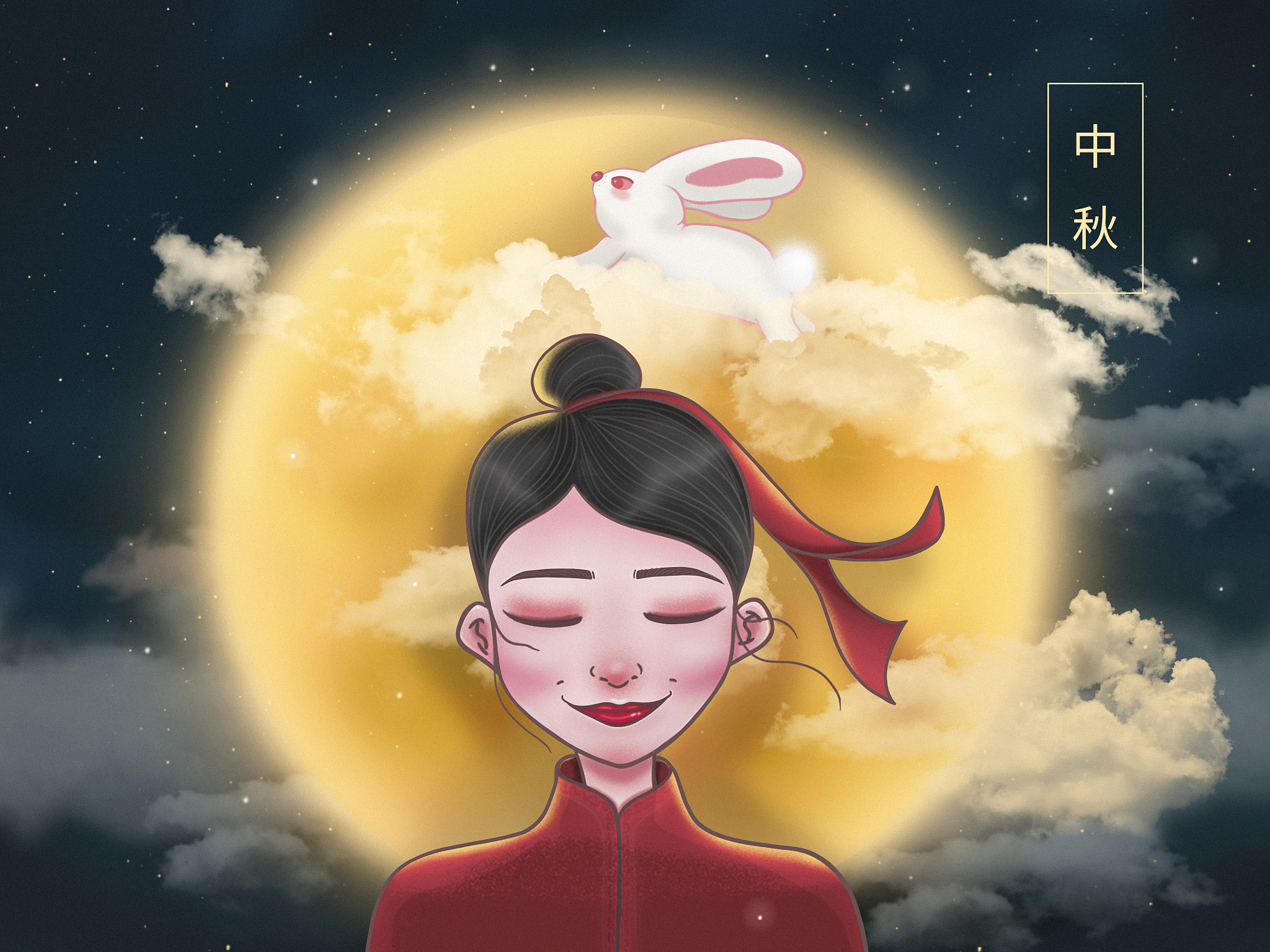 中秋场景人物插画2