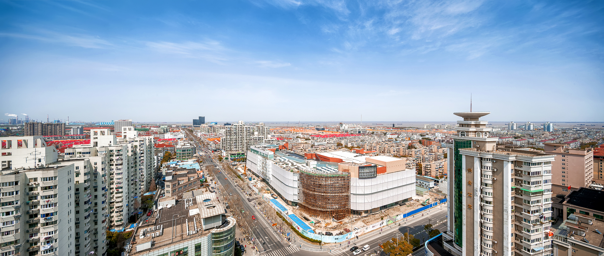 上海宝山城市风光全景