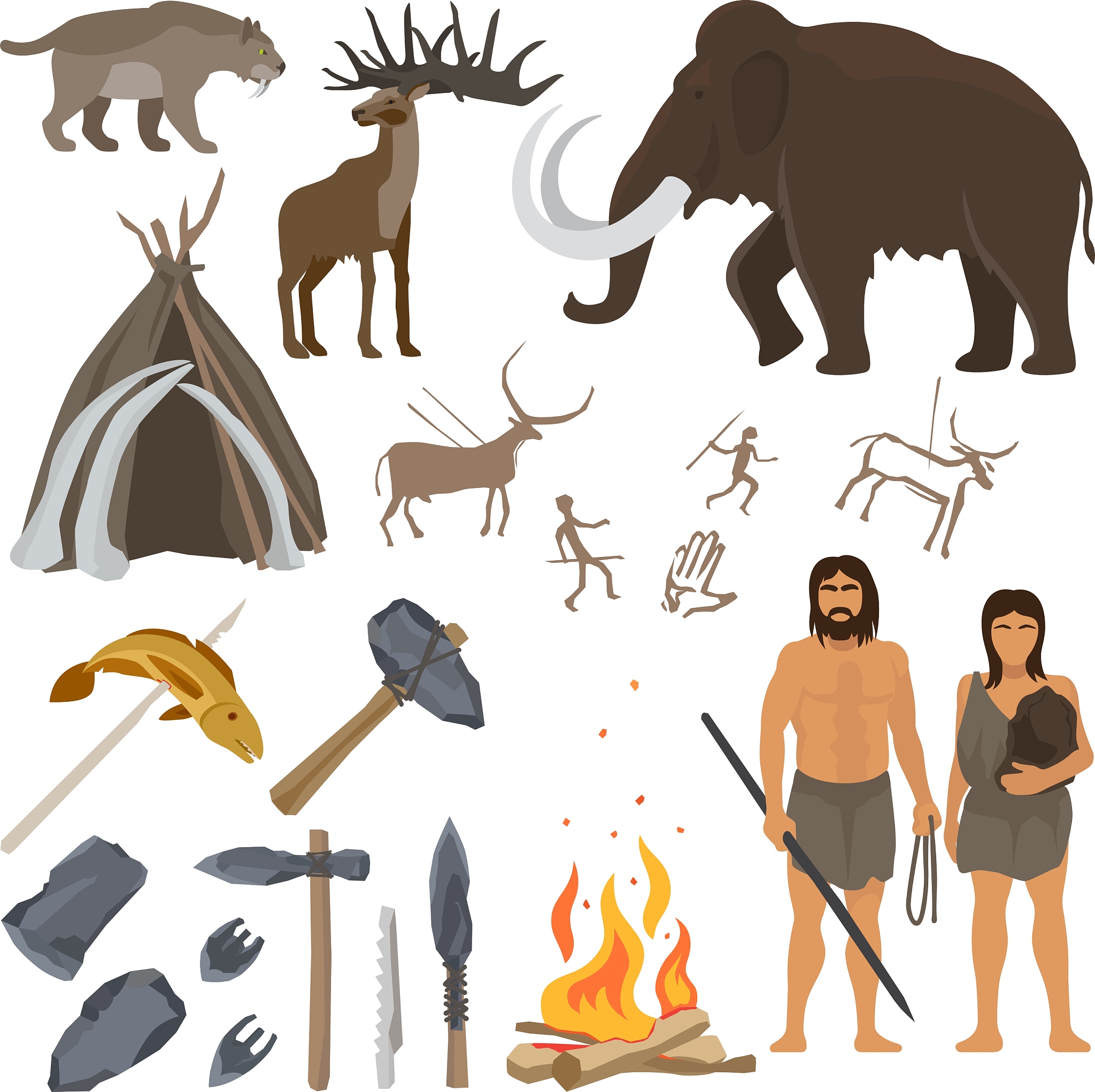 stone age icons set