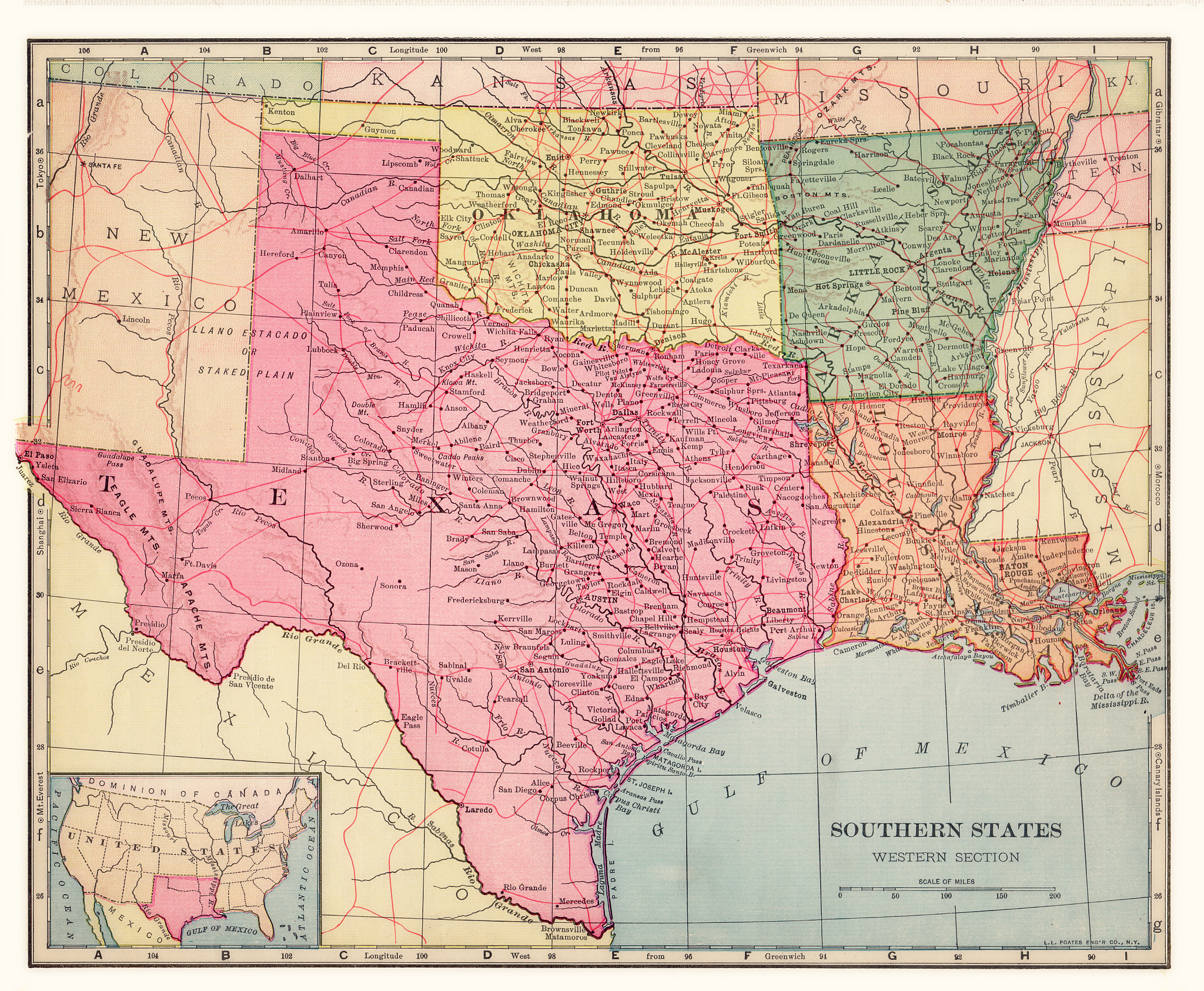 southern states map 1892