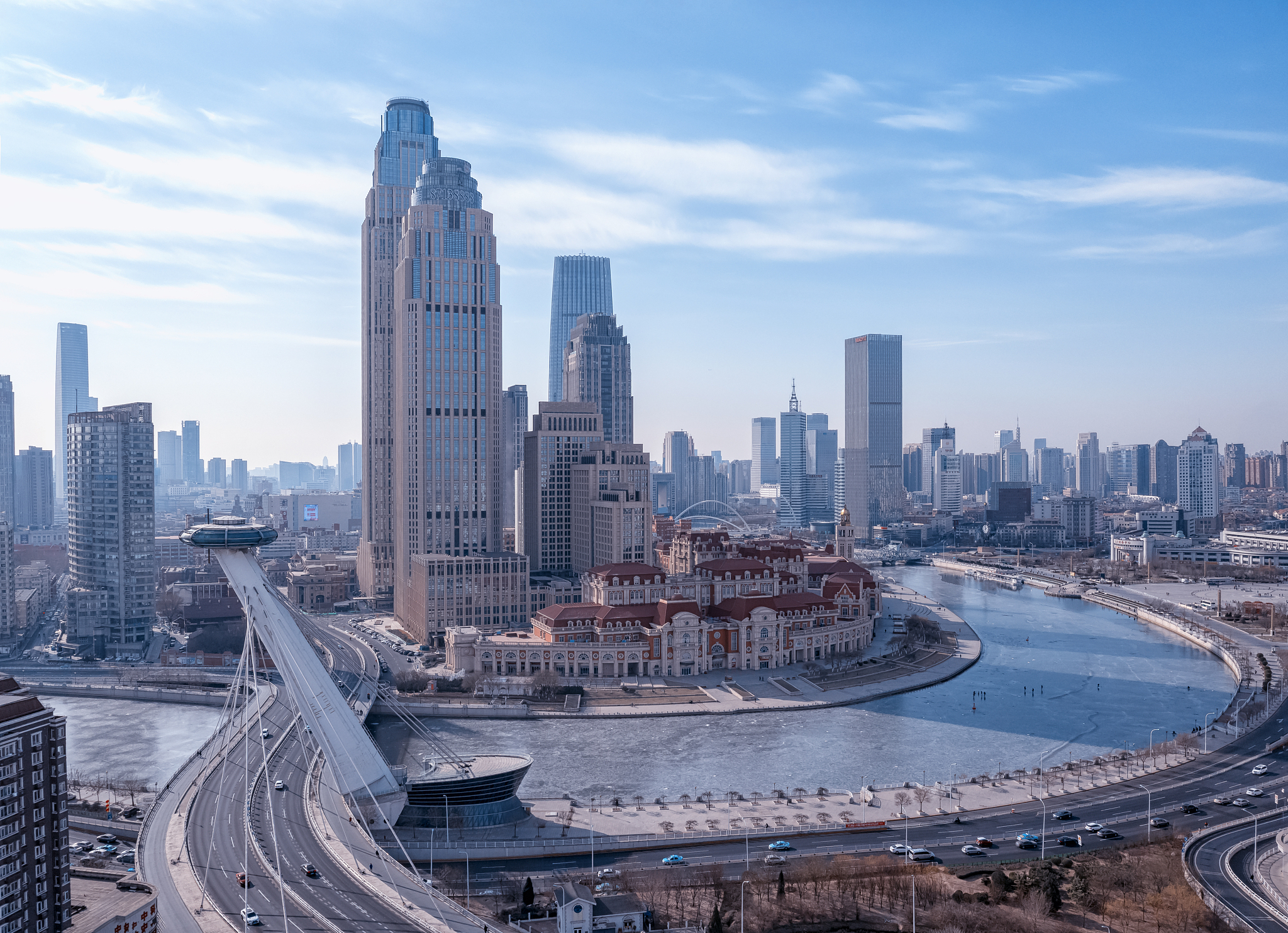 tianjin central business district buildings skyline, china citys