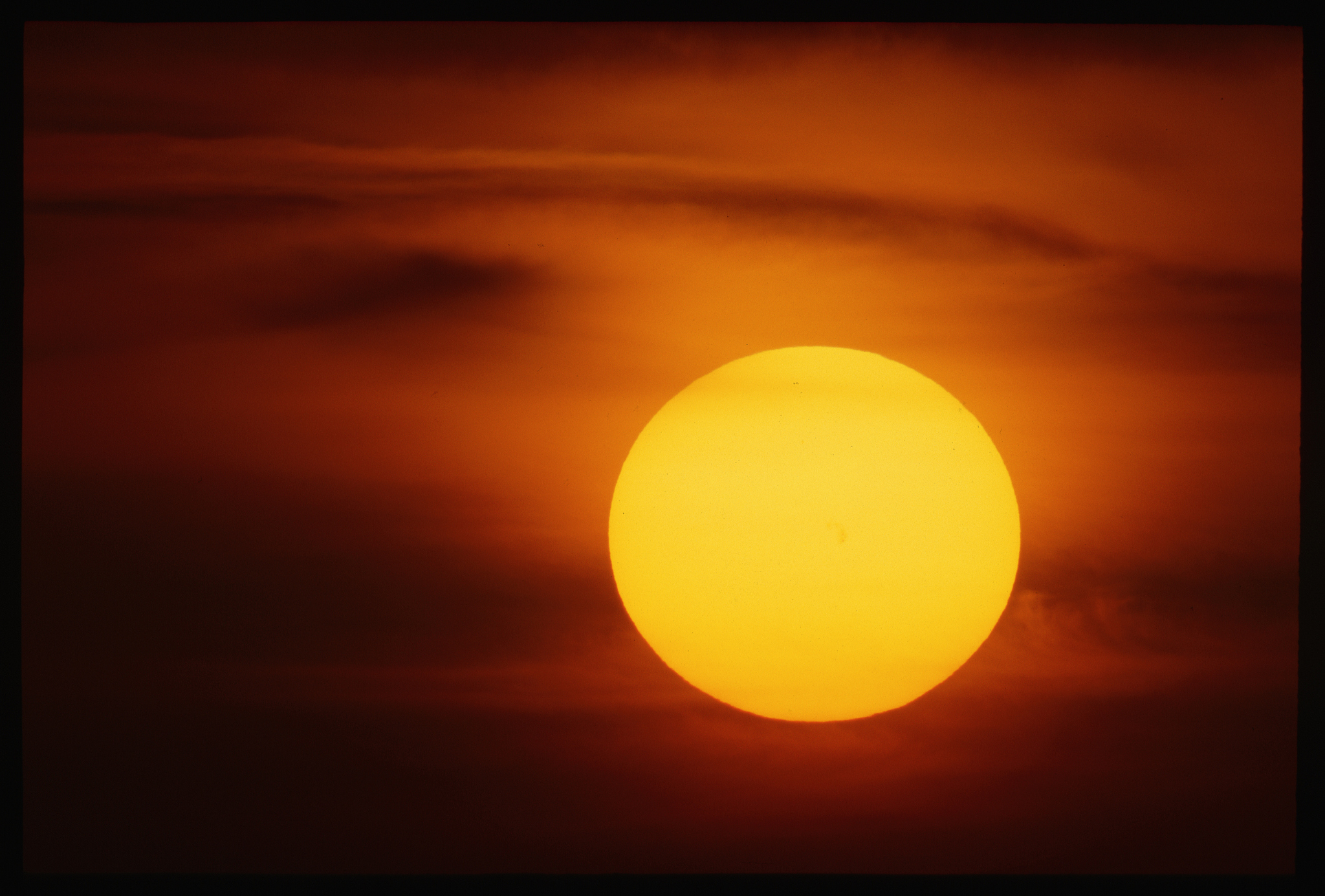 full sun at sunset