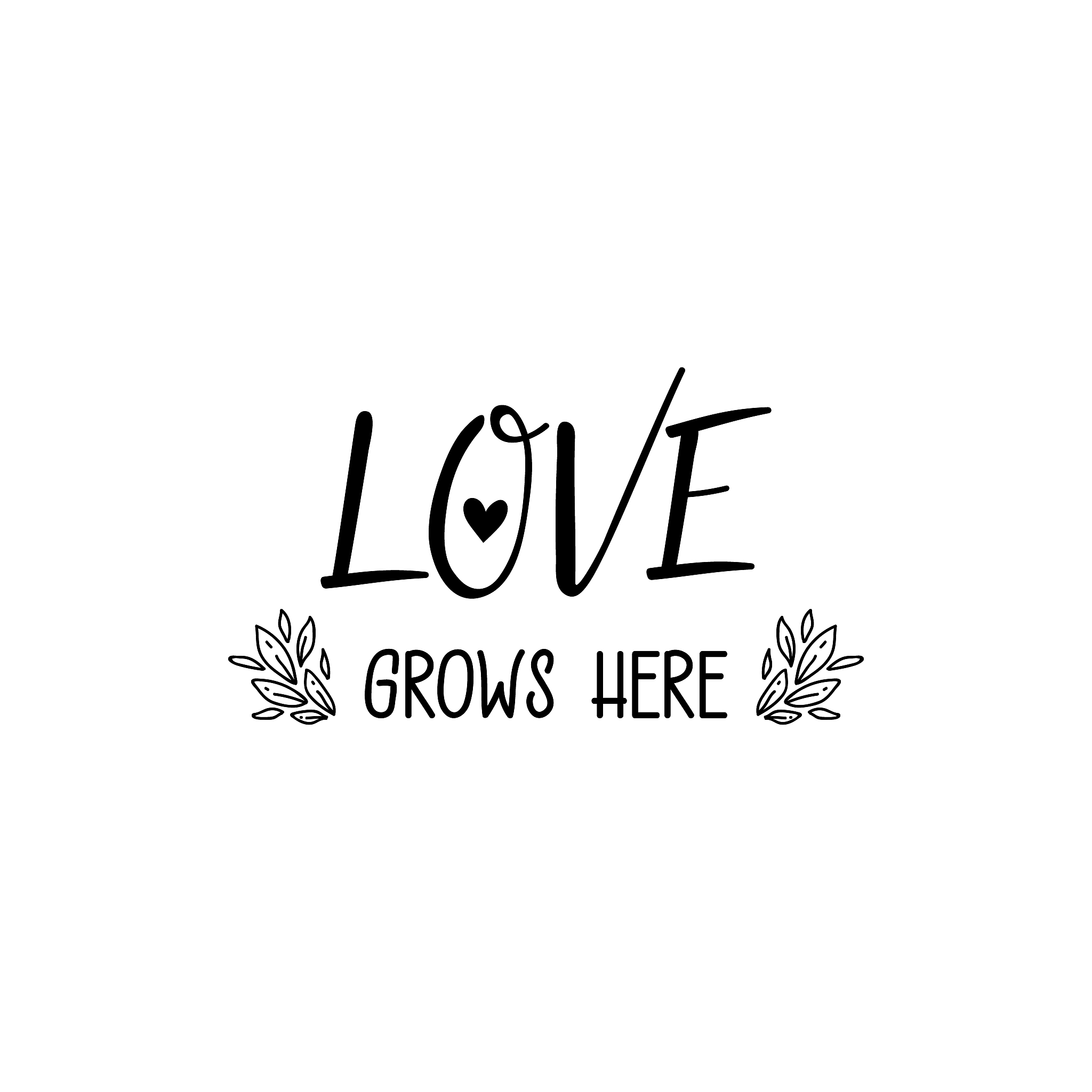 love grows here. vector illustration. lettering. ink illustratio