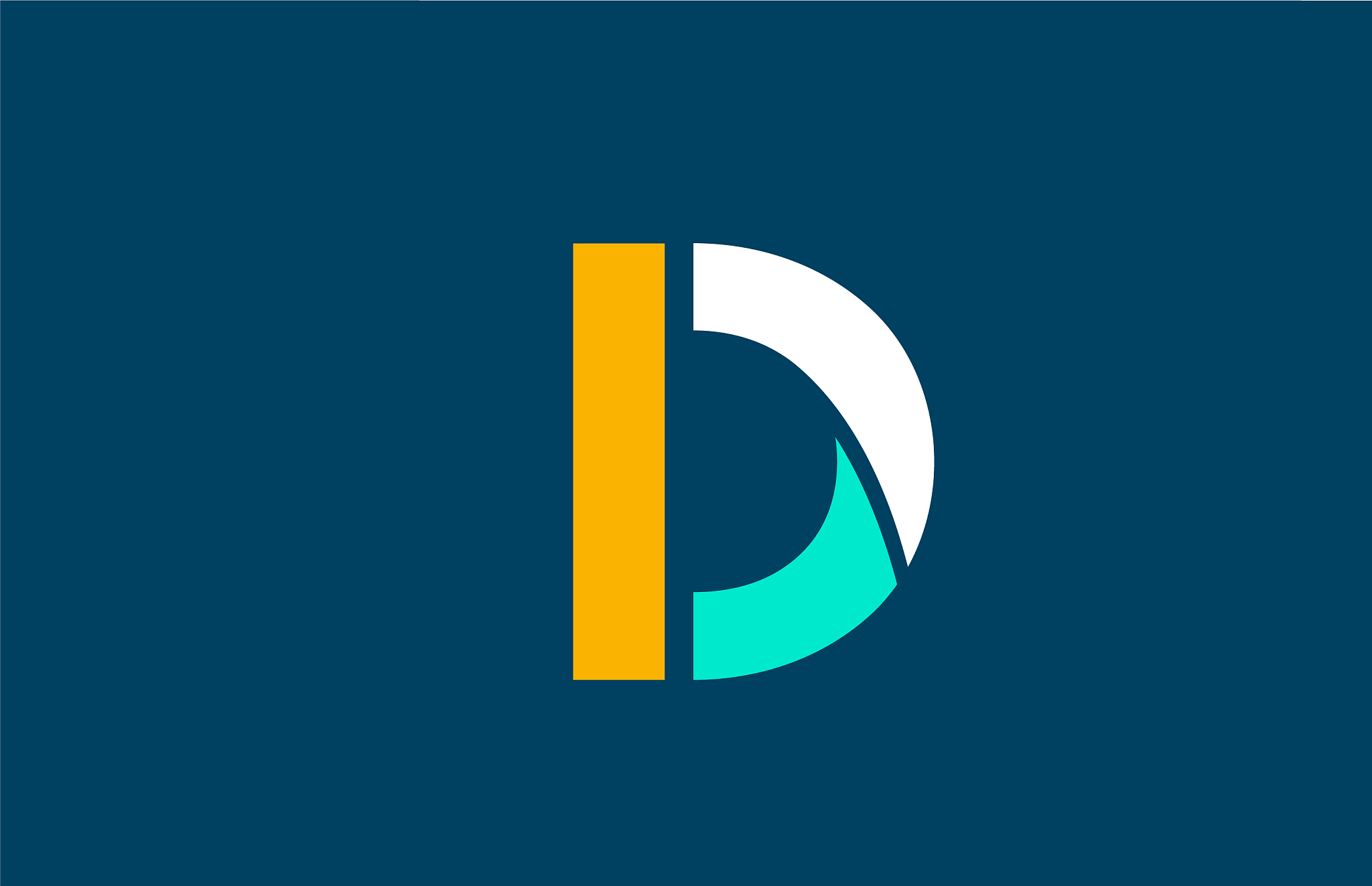 blue white yellow green d letter logo alphabet