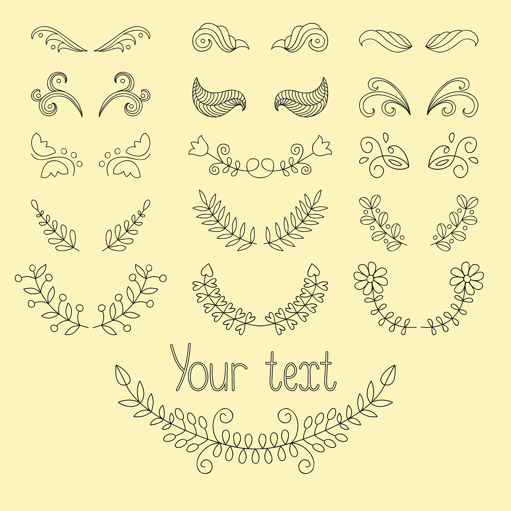 big vector set of calligraphic design elements and page decorati