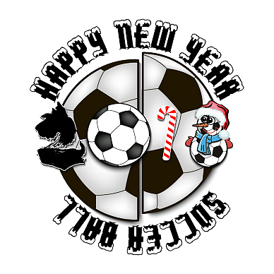 happy new year dog and soccer ball