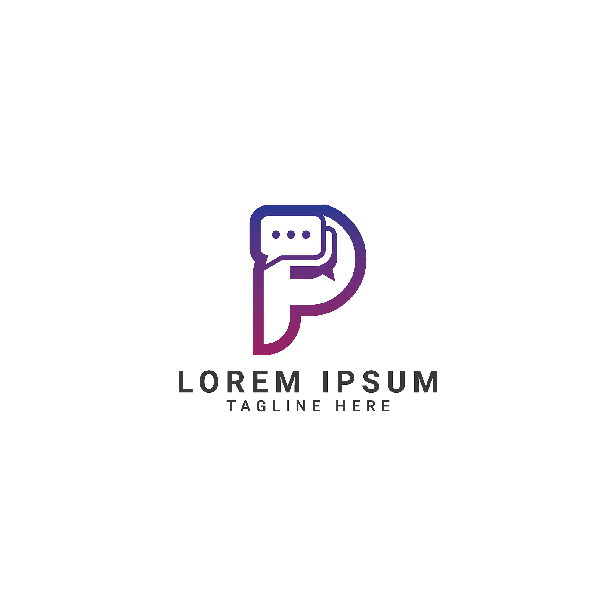 creative letter p chat logo design template