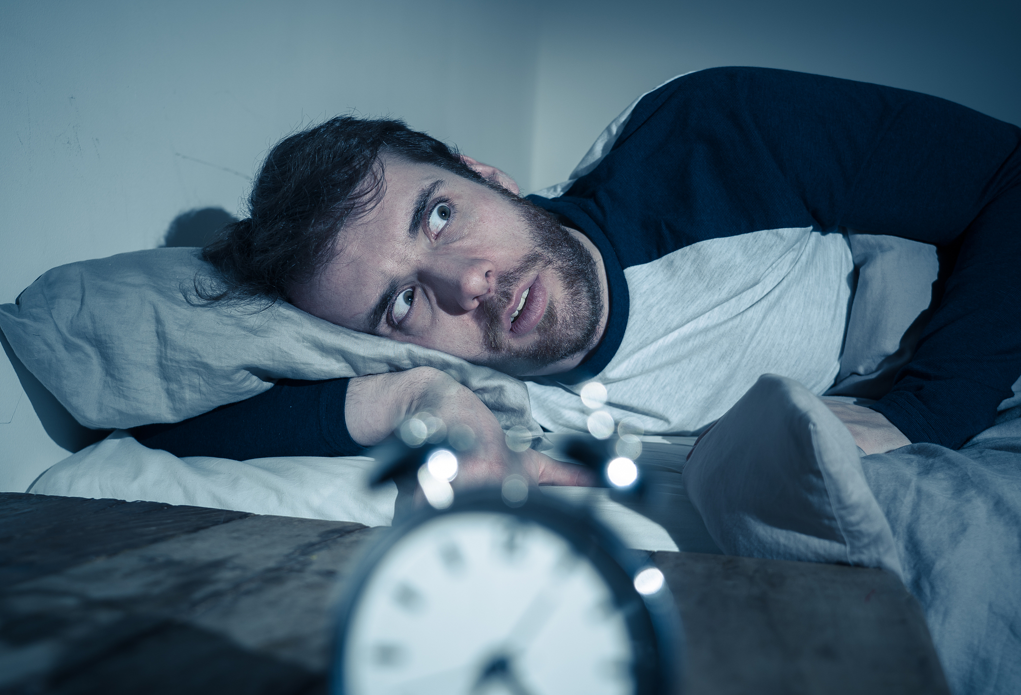 insomnia stress and sleeping disorder concept. sleepless despera