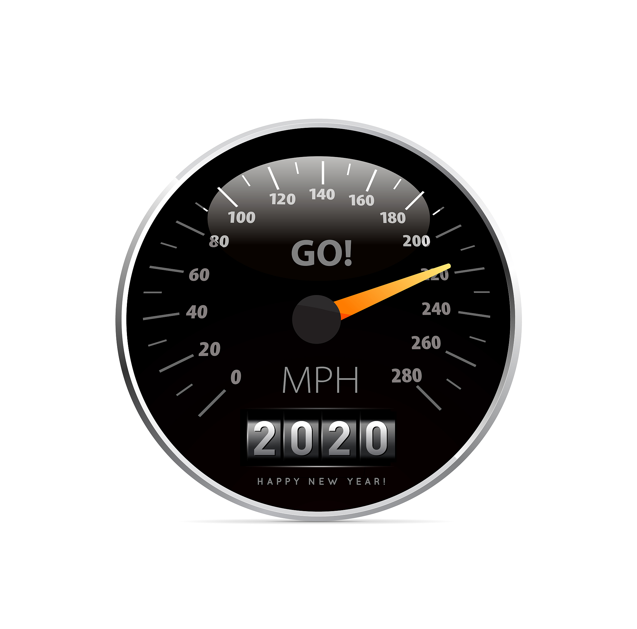 calendar 2020 in speedometer car vector illustration on white