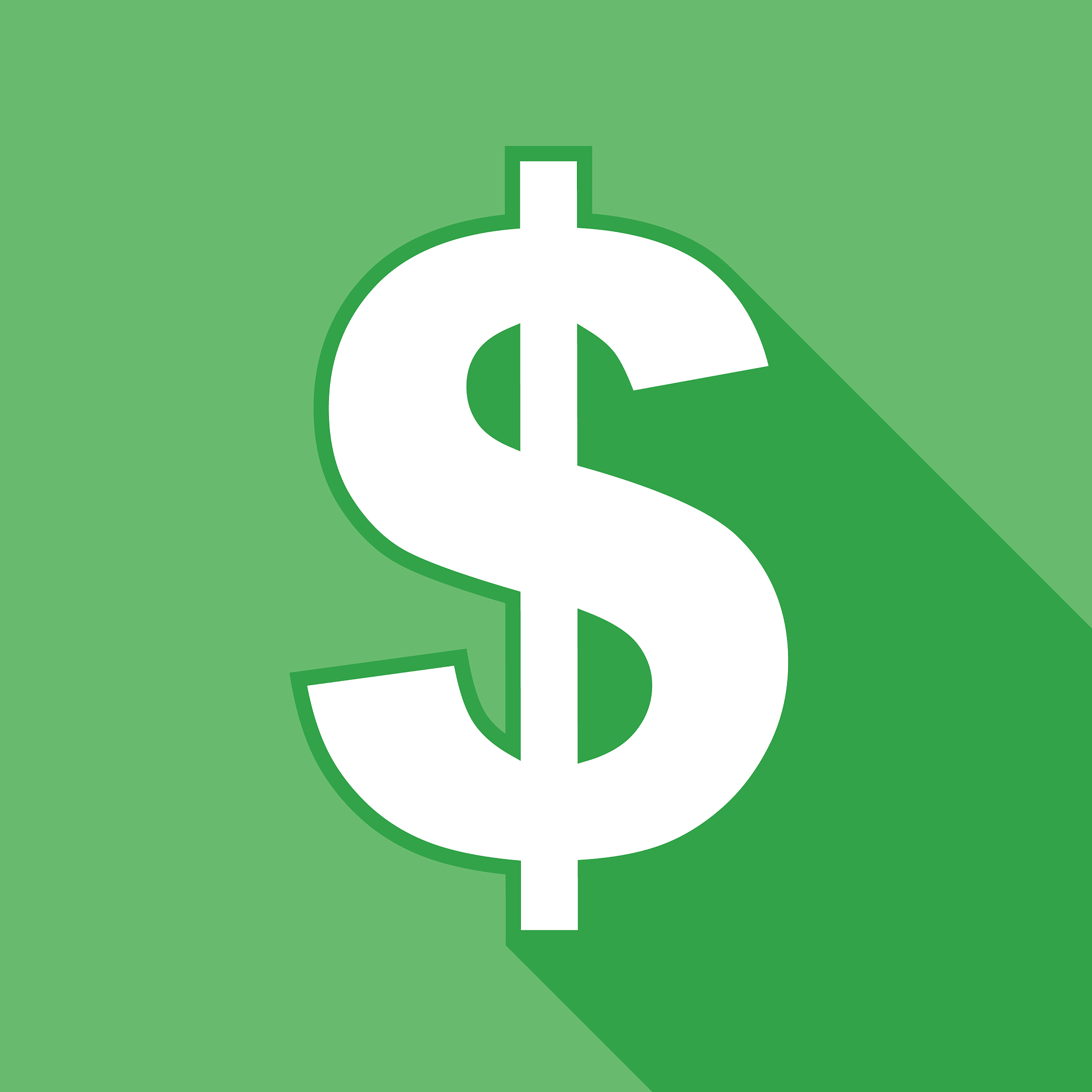 green and white dollar sign icon
