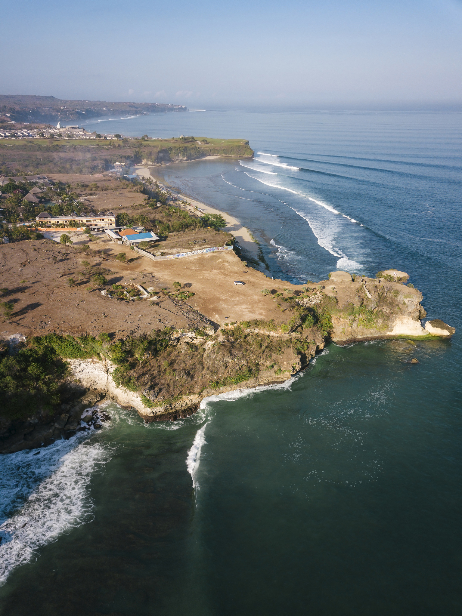 indonesia, bali, aerial view of balangan beach
