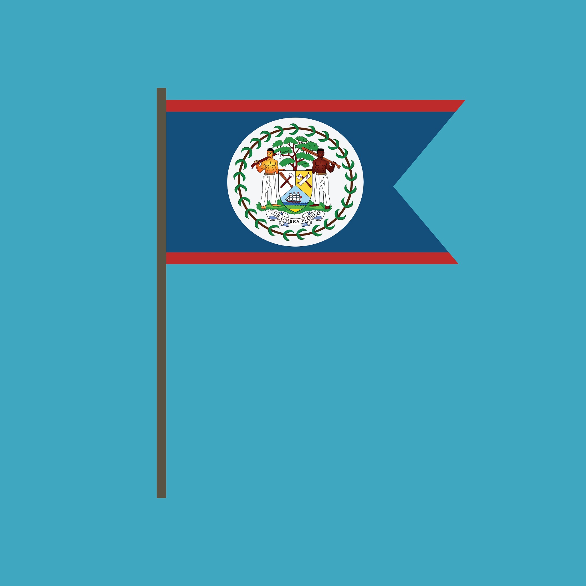 belize flag icon in flat design