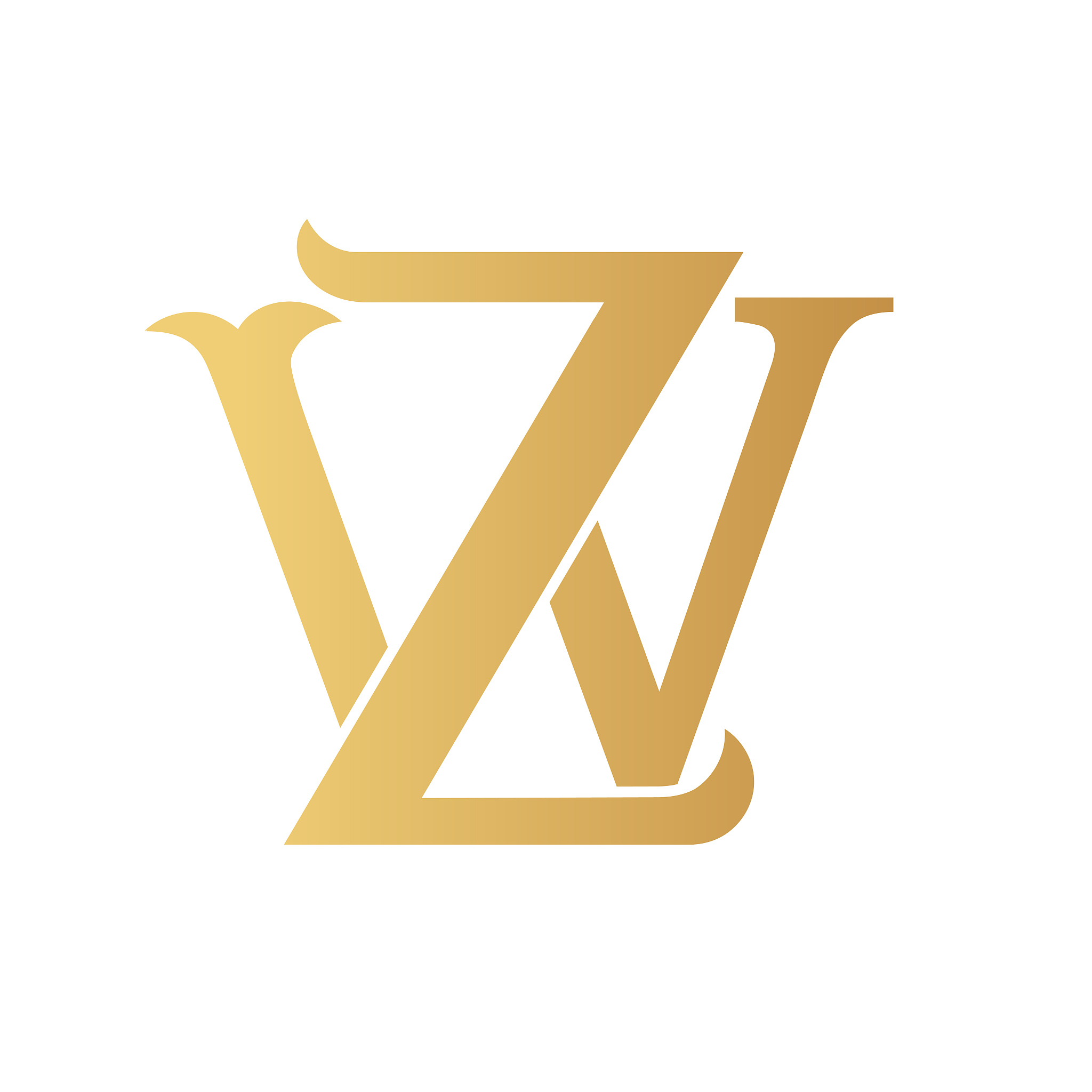 golden wz monogram isolated in white.