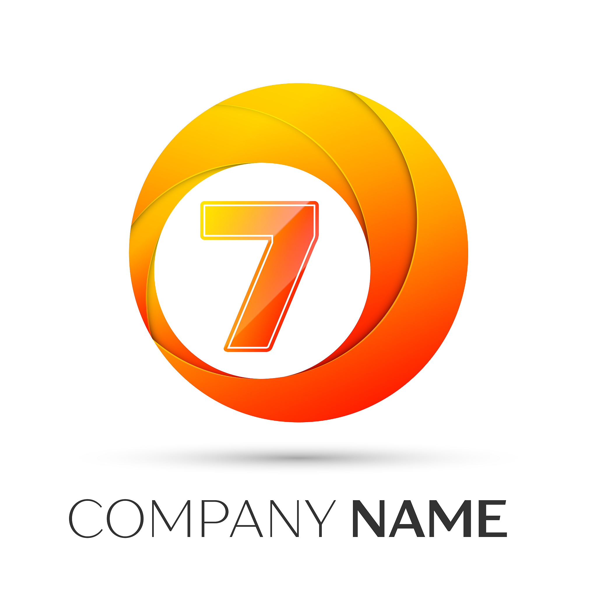 number seven logo symbol in the colorful circle on