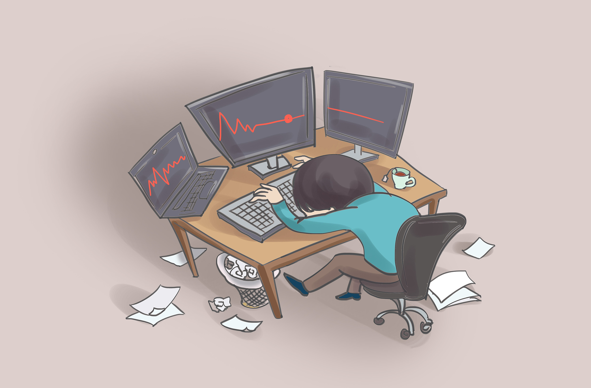 插画:996和过劳