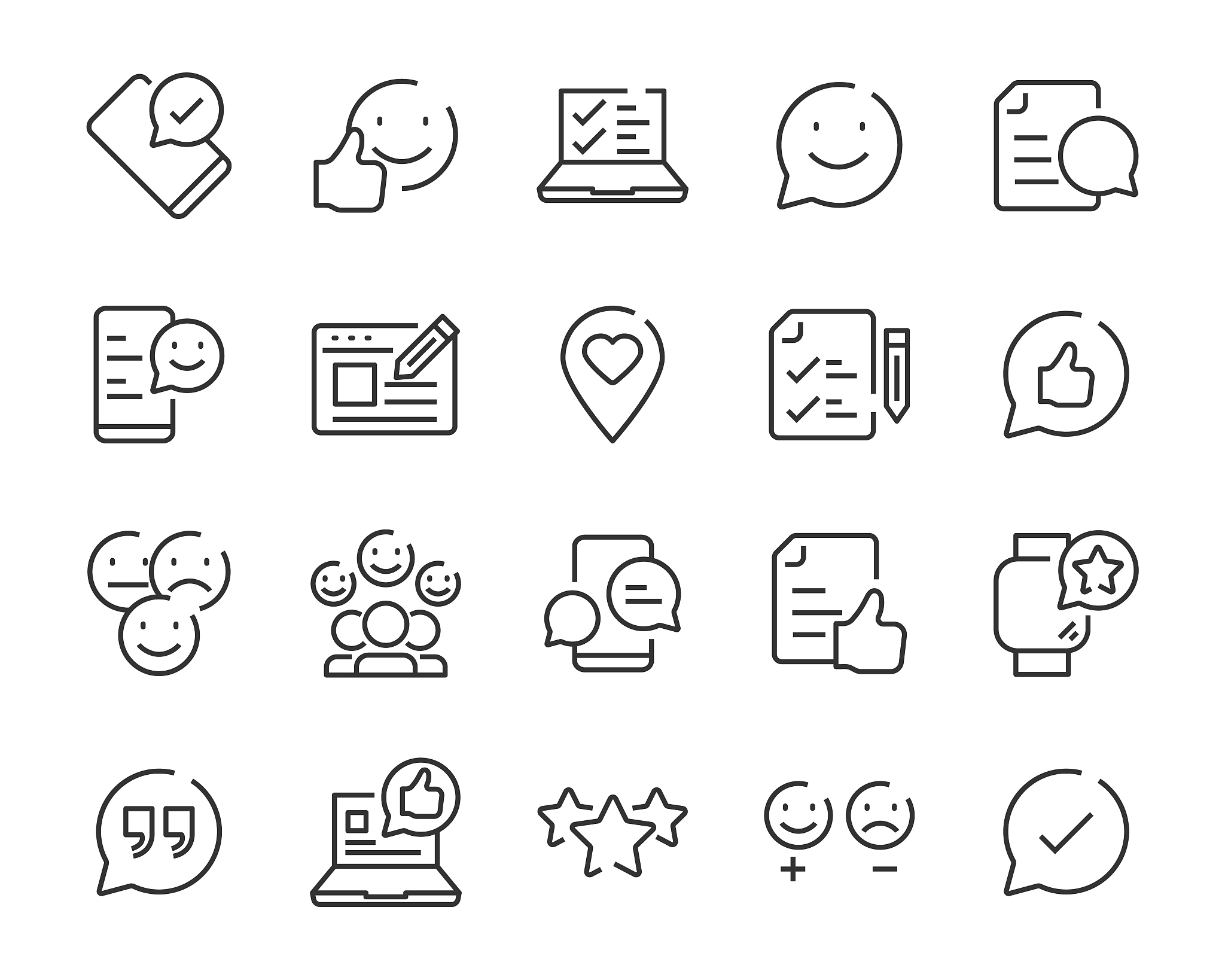 set of communication icons, such as chat, feedback, emotion, rev