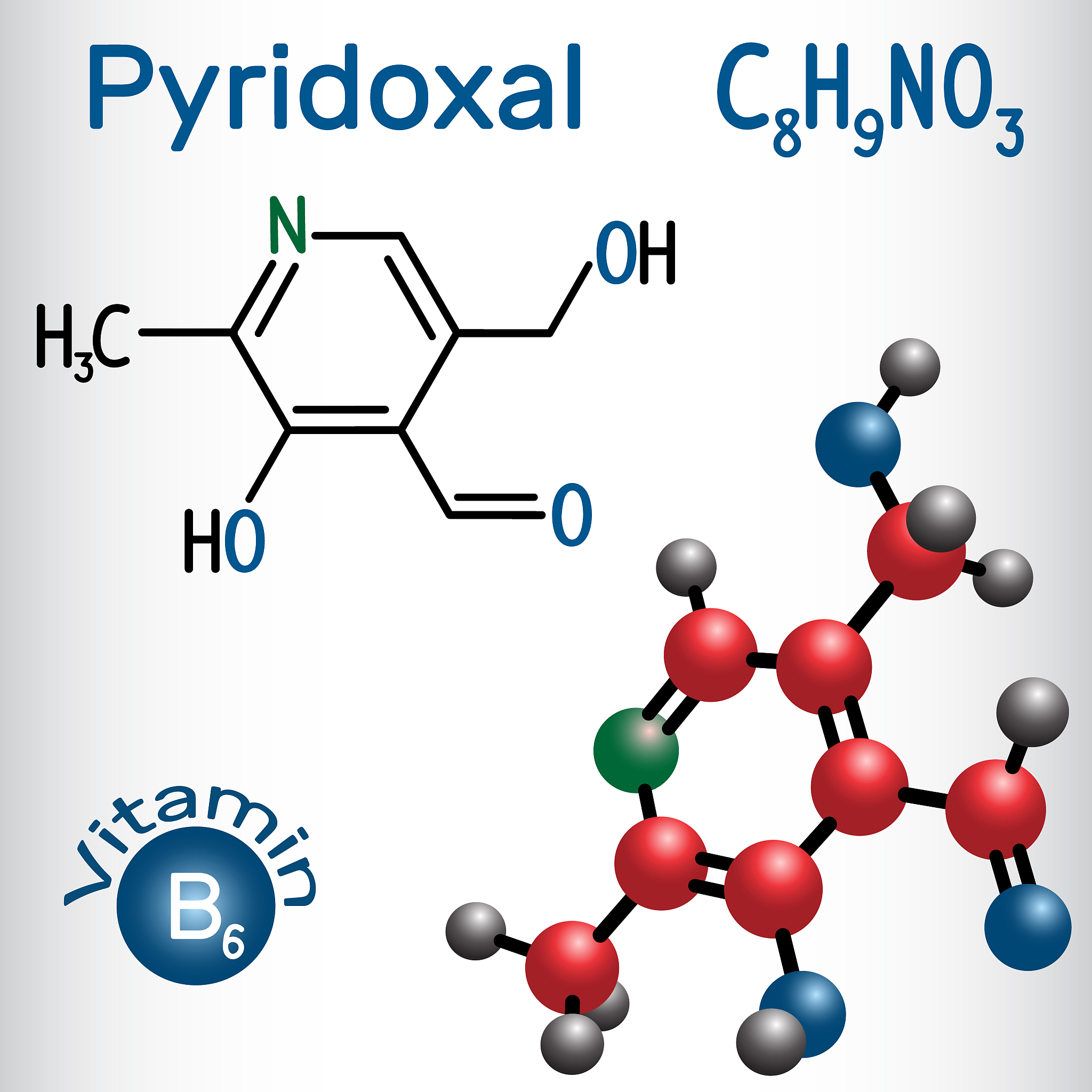 pyridoxal molecule, is a vitamin b6. structural chemical formula