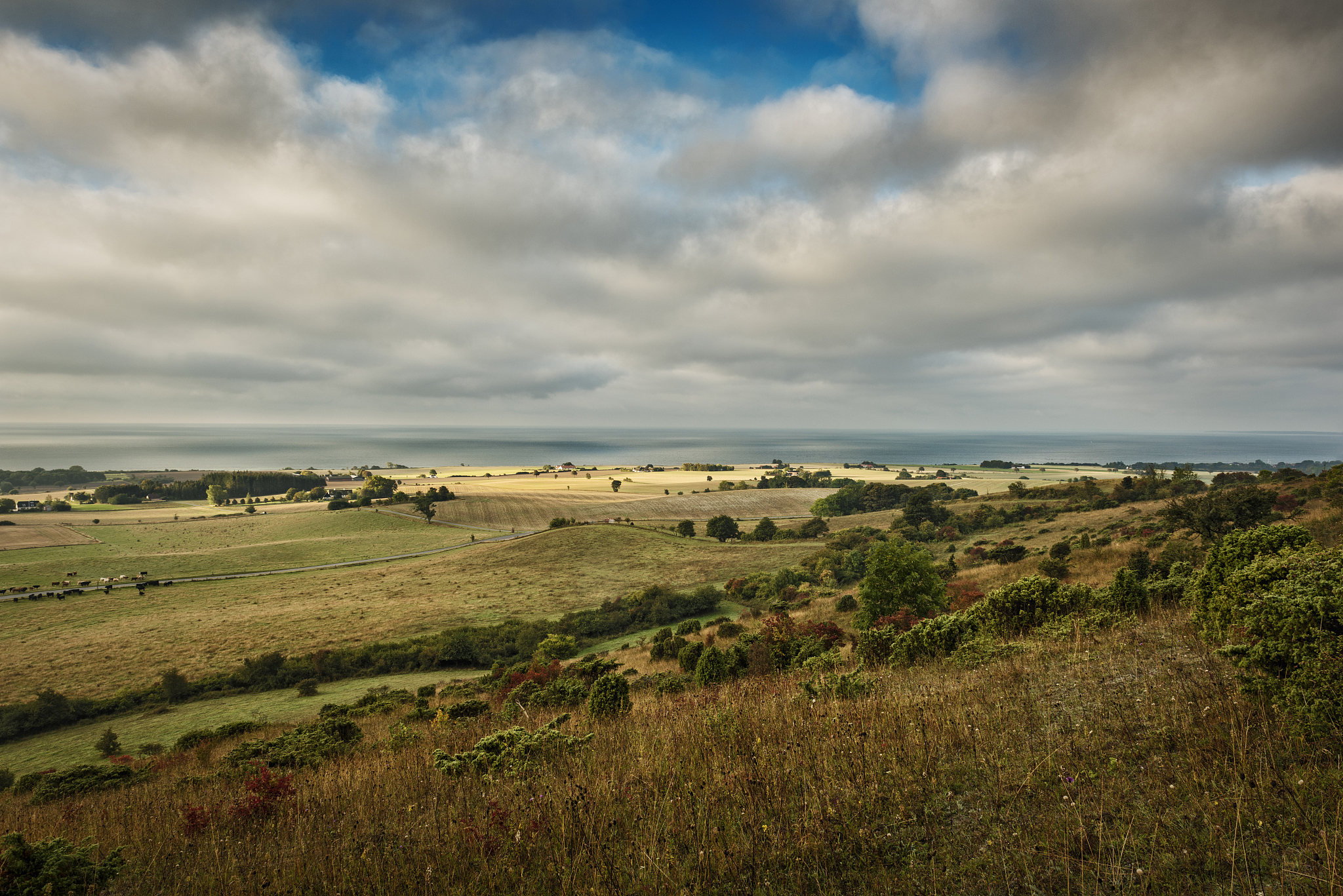 early morning view over the island of mn in denmark