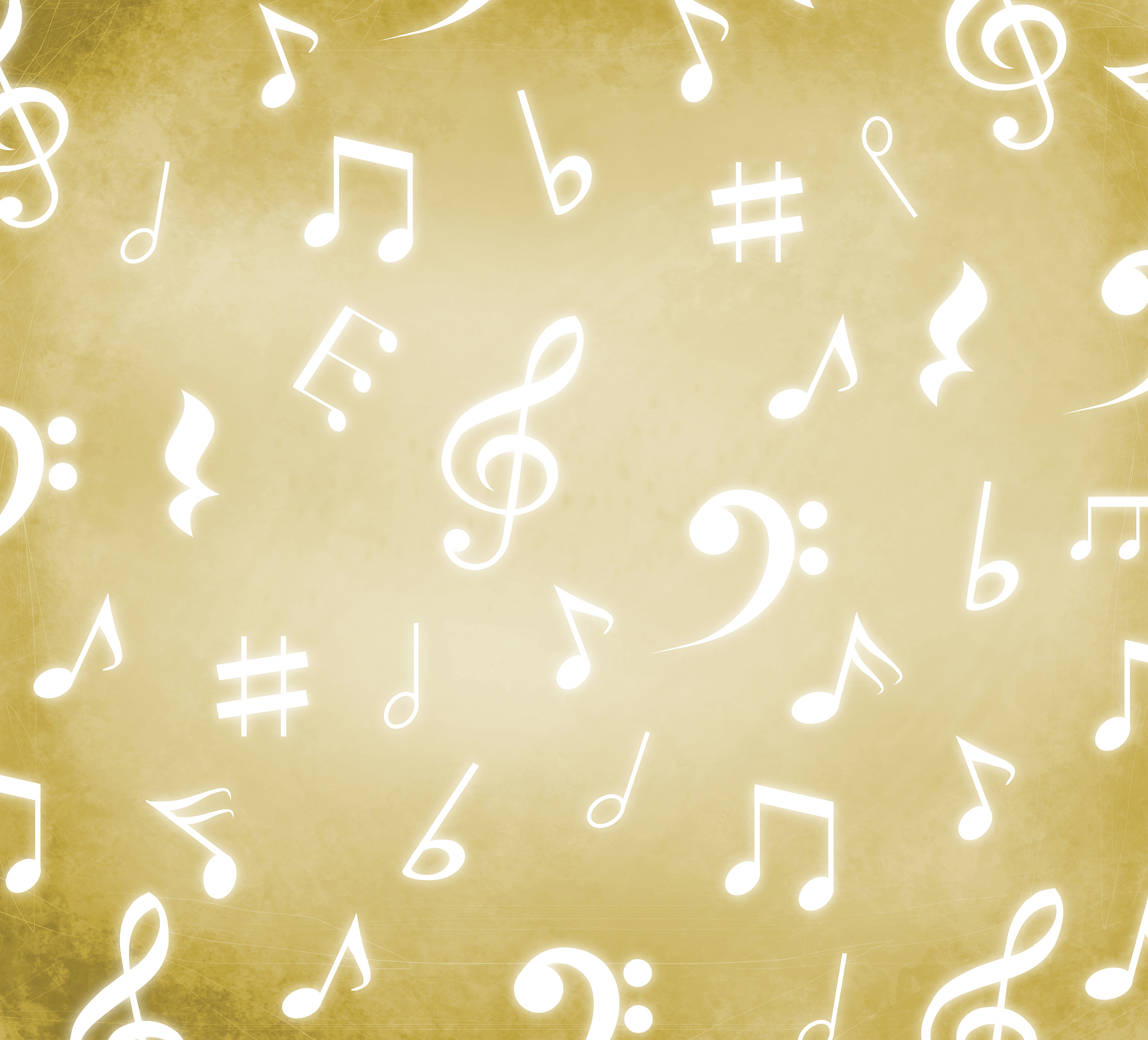 old grunge music background with white notes