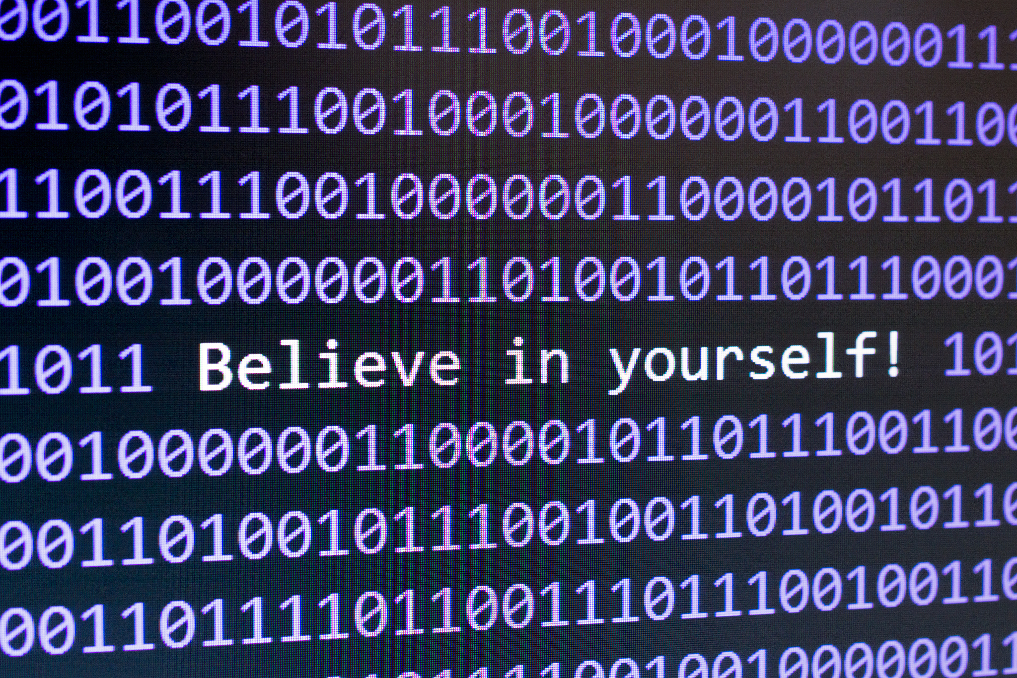 belive in yourself digits on the screen.