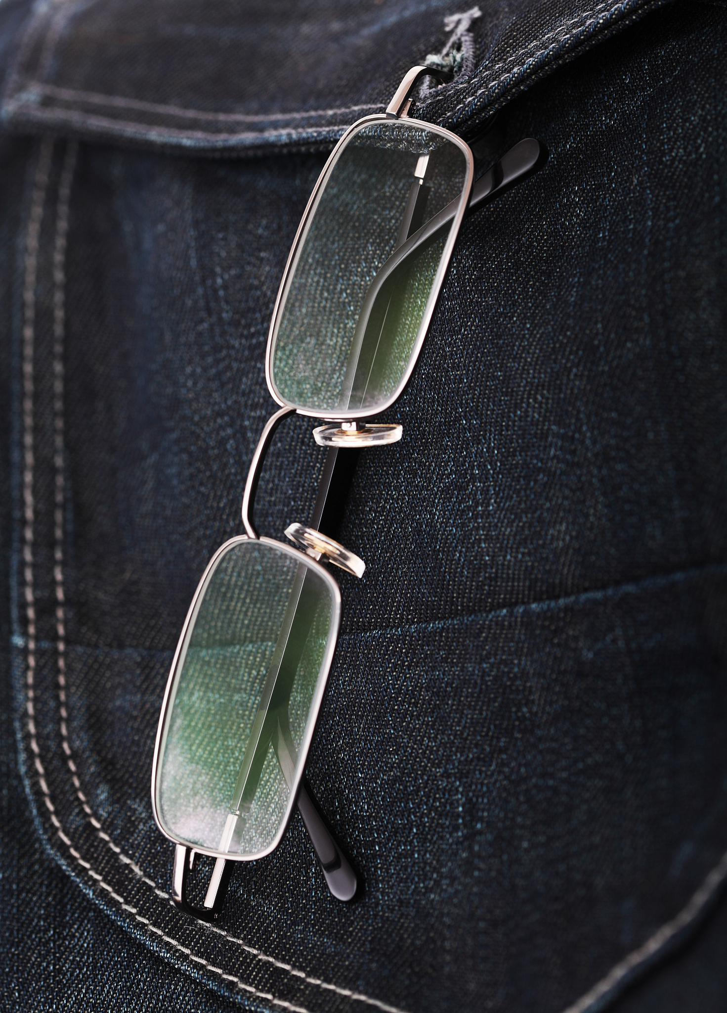 glasses on jeans