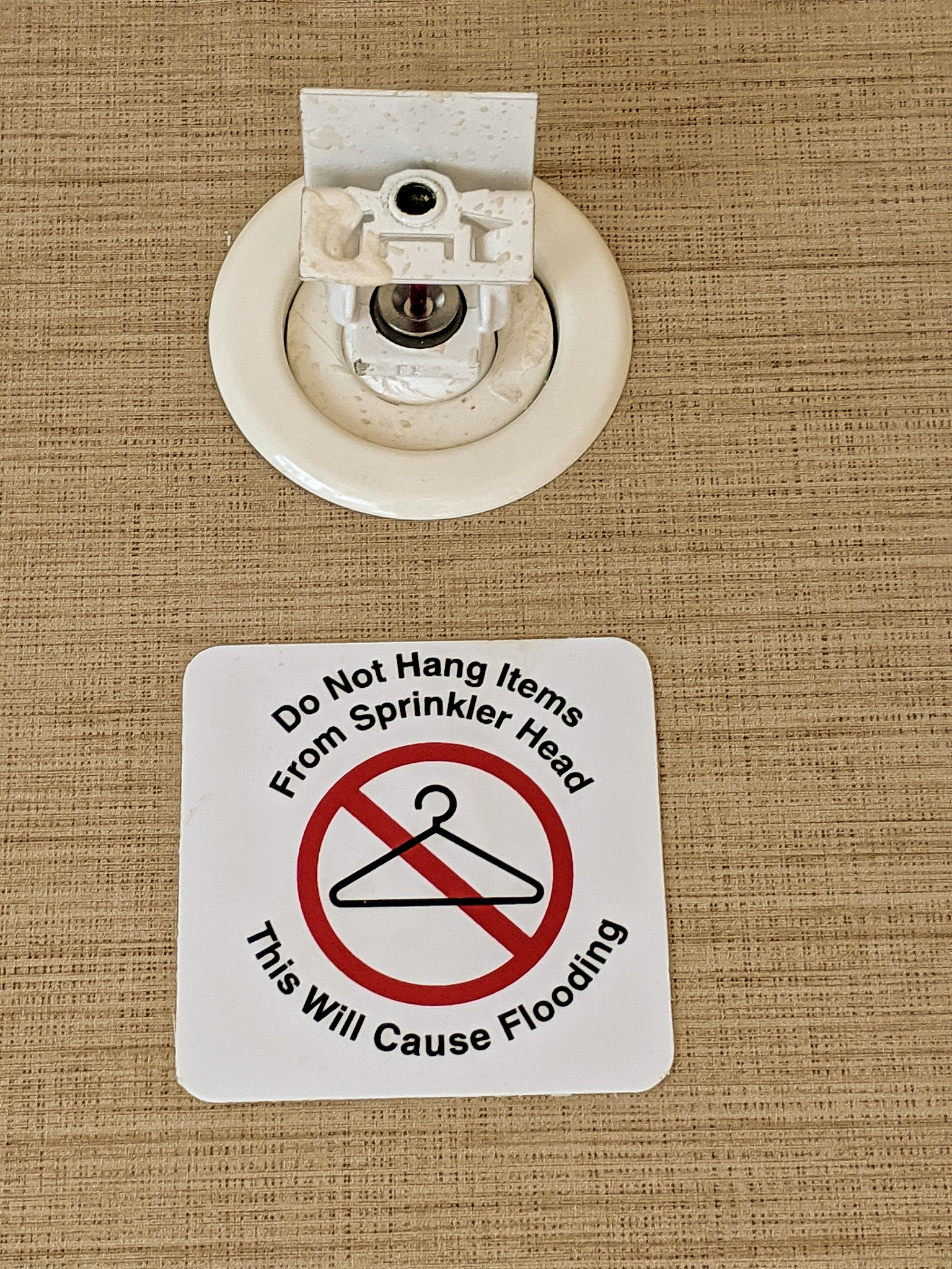 no hangers on fire sprinkler